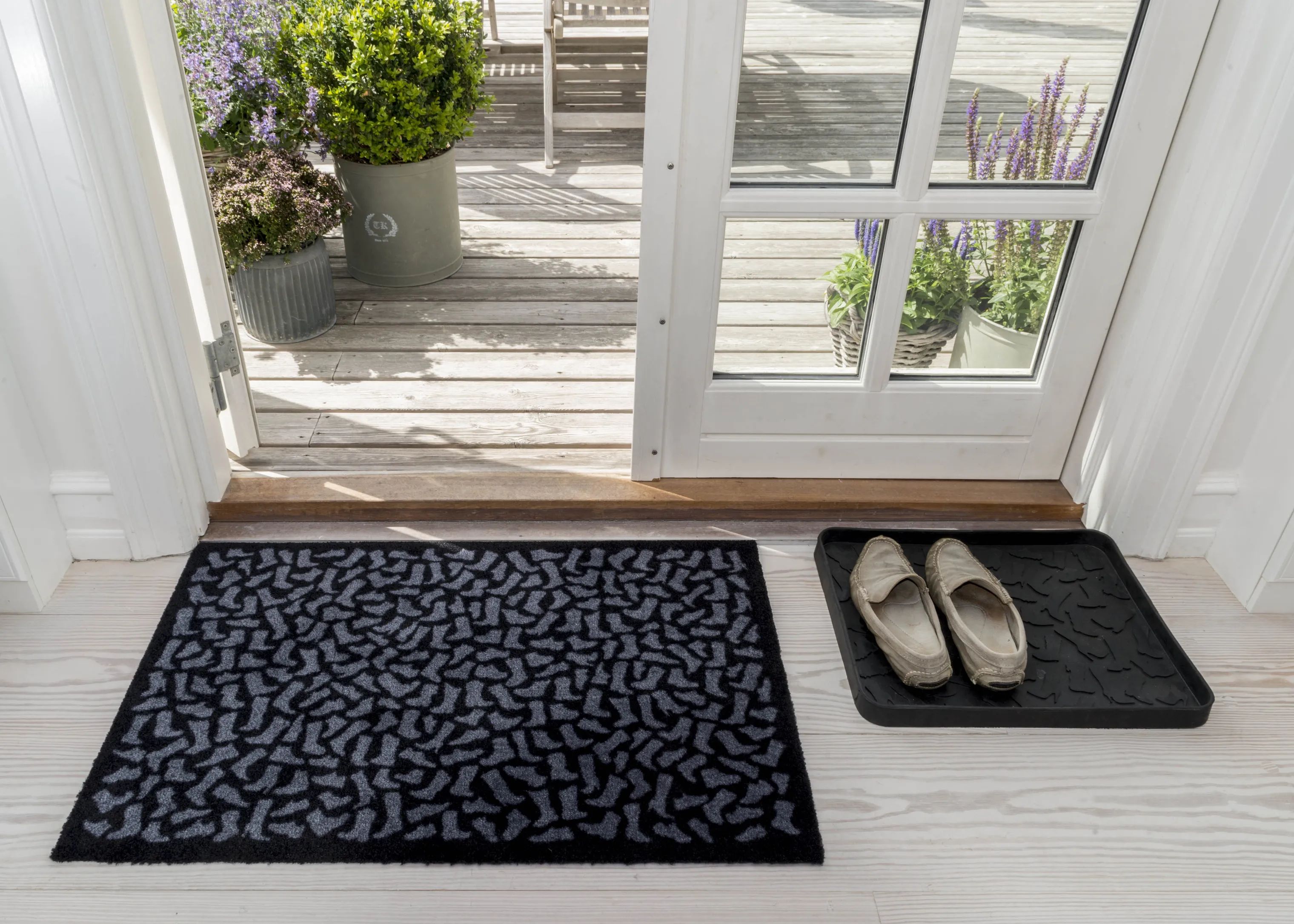 Tica Copenhagen Dørmåtter Footwear Smudsmåtte i Sort/grå, B67 x L120 cm, 3
