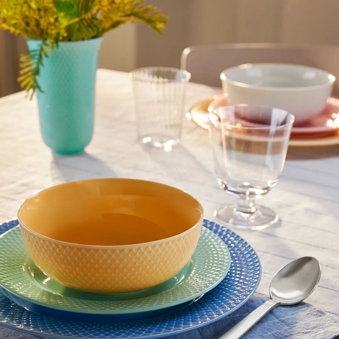 Lyngby Porcelæn Serveringsskåle Rhombe Color Skål i Sand, 2
