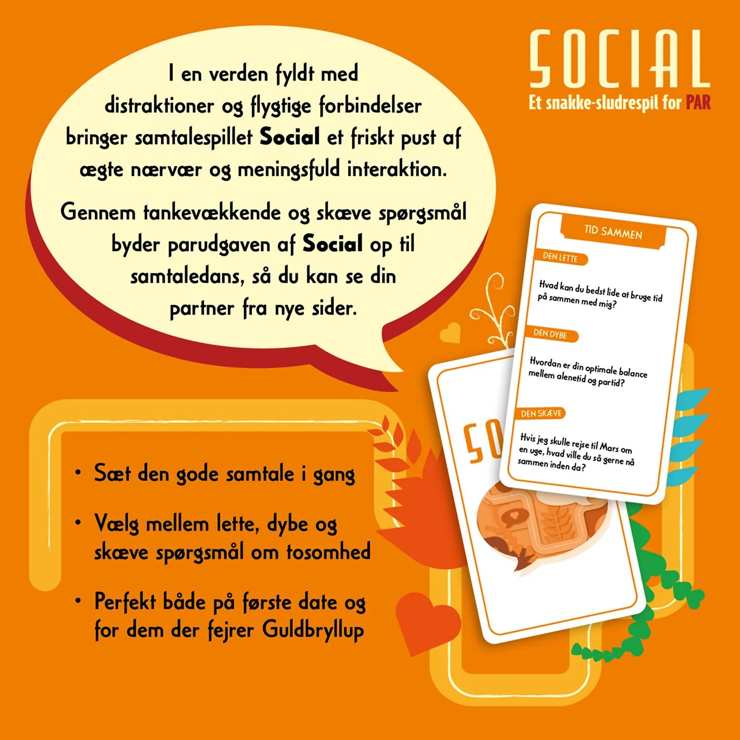 Spilbræt Spil Kortspil - Social - Par i Orange, 2
