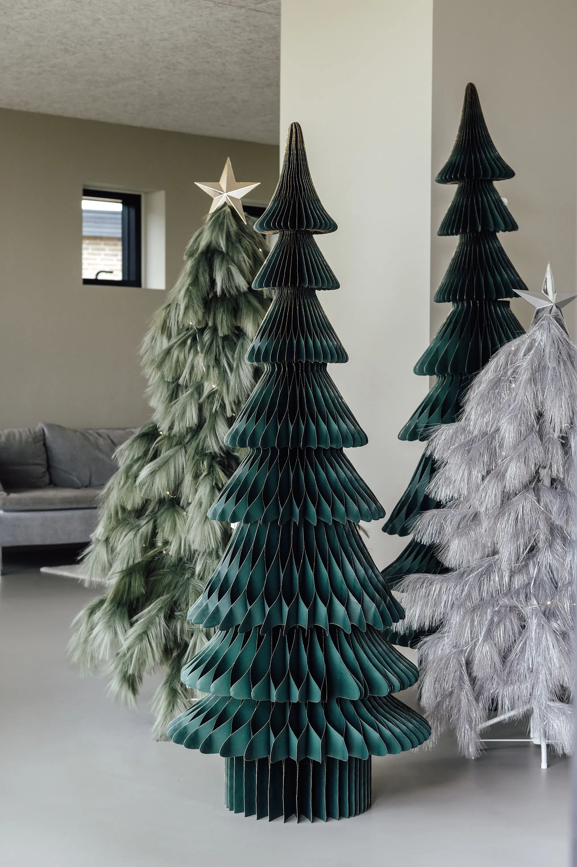 Casa Christmas Juletræer Papir Juletræ i Grøn, H180 x Ø70 cm, 2
