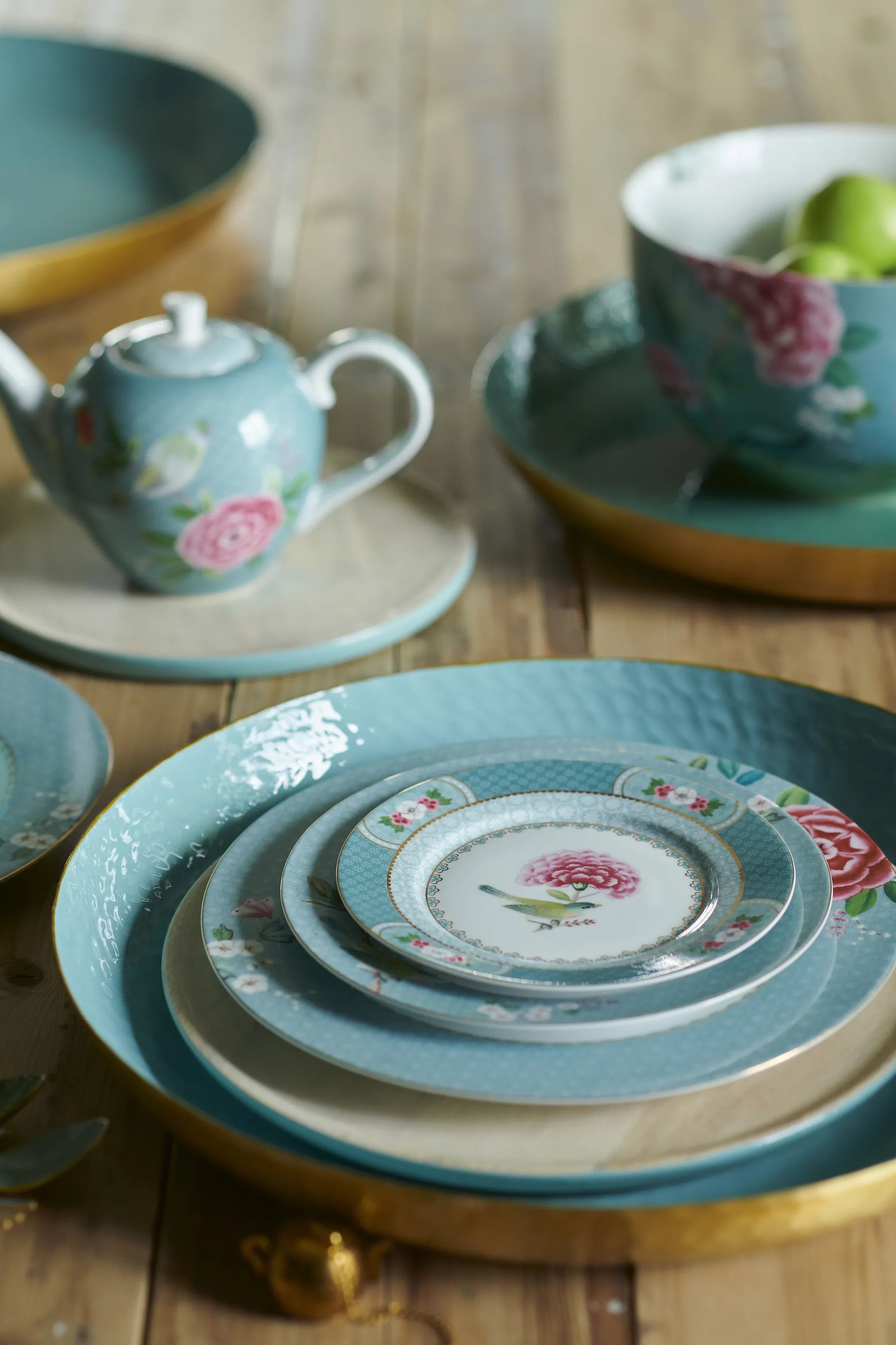 PIP Studio Kagetallerkener Blushing Birds Blushing Bird Tallerken i Blå, 2