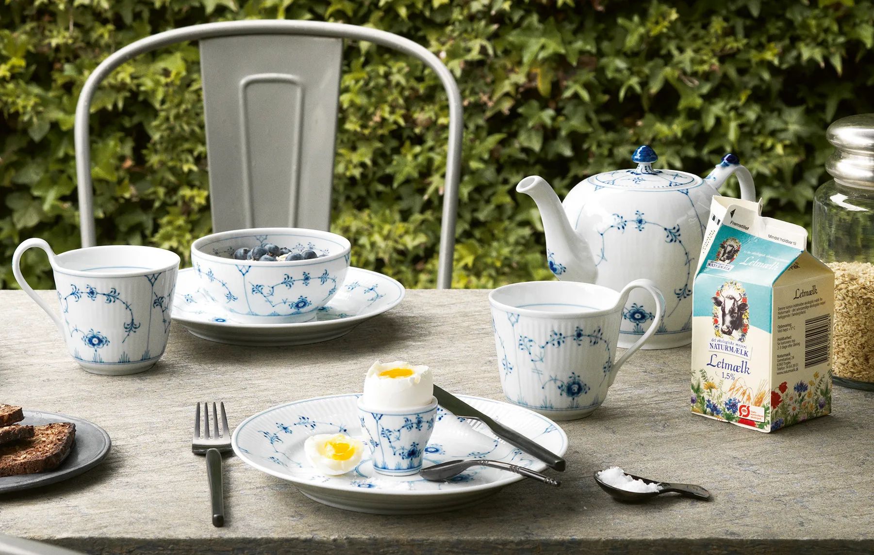 Royal Copenhagen Skåle Musselmalet Riflet Skål i Koboltblå/hvid, 13 cm, 3