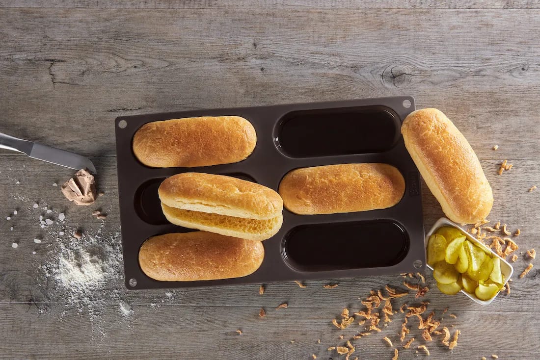 LURCH Rugbrødsforme og brødforme Flexiform Form til hotdogbrød i Brun, 6 Boller, 2