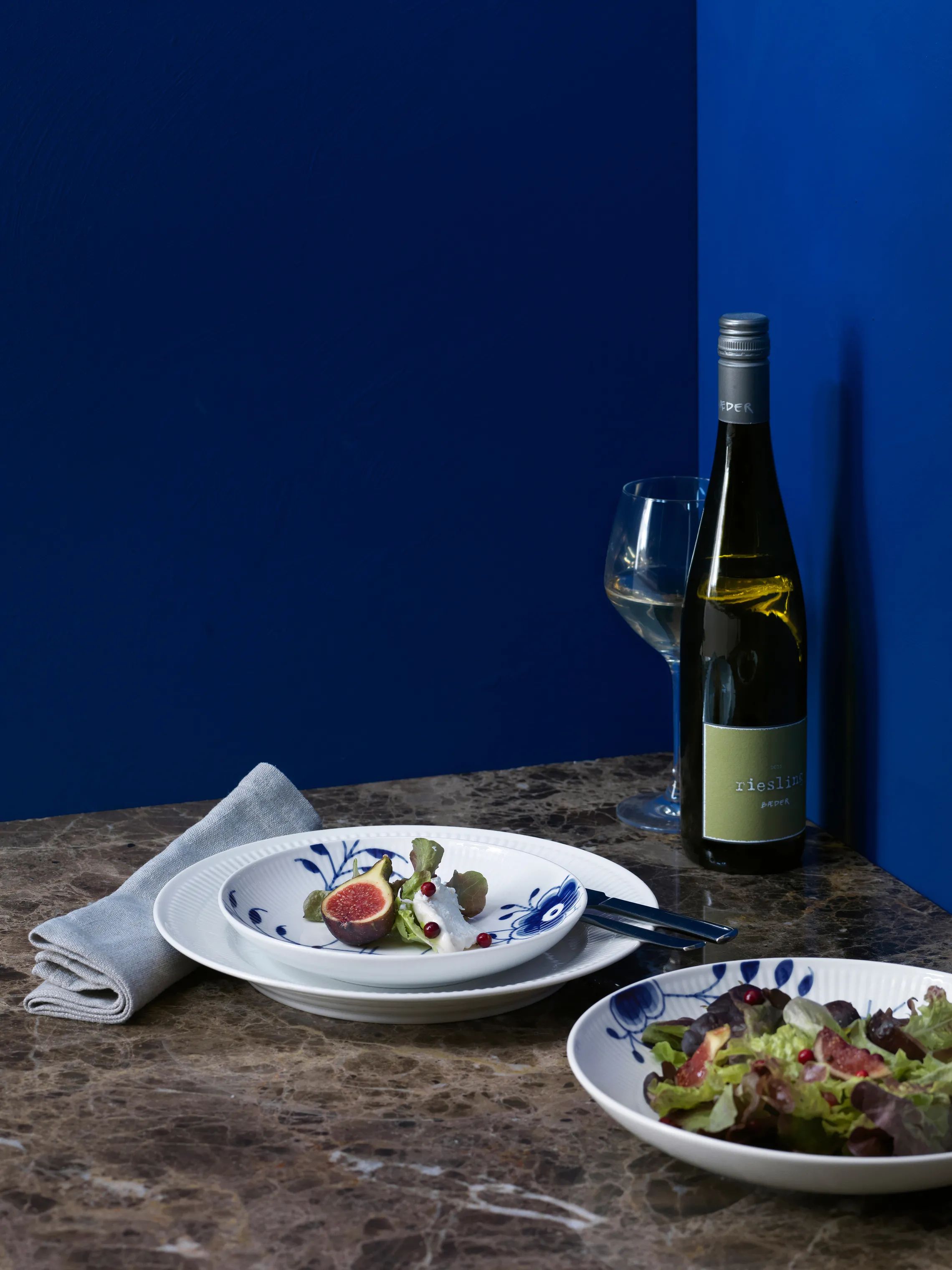 Royal Copenhagen Frokosttallerkener Blå Mega Riflet Moderne Tallerken i Blå, 25 cm, 2