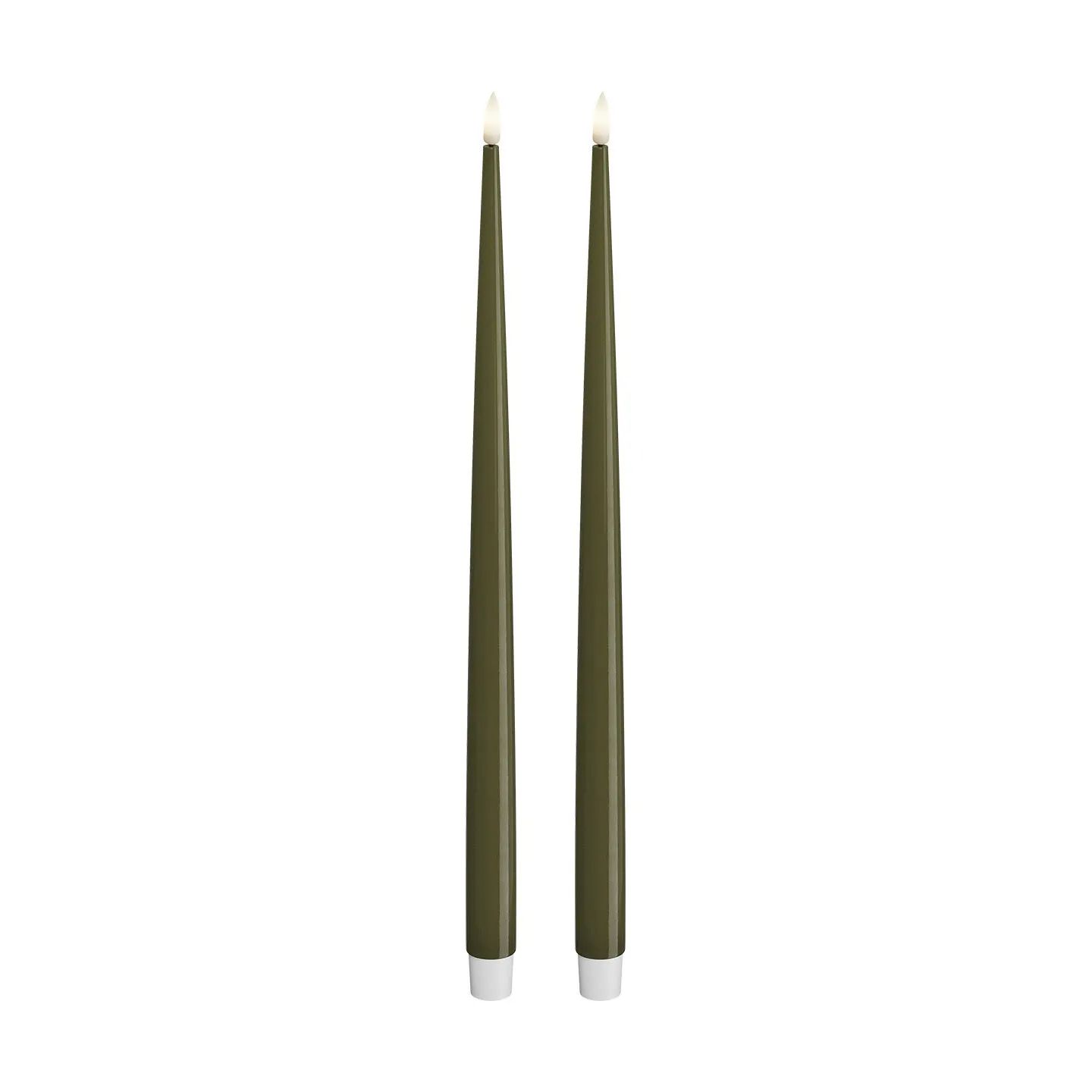 Deluxe Homeart LED-lys Real Flame LED Kertelys - 2 stk. i Oliven grøn, 38 cm, 1