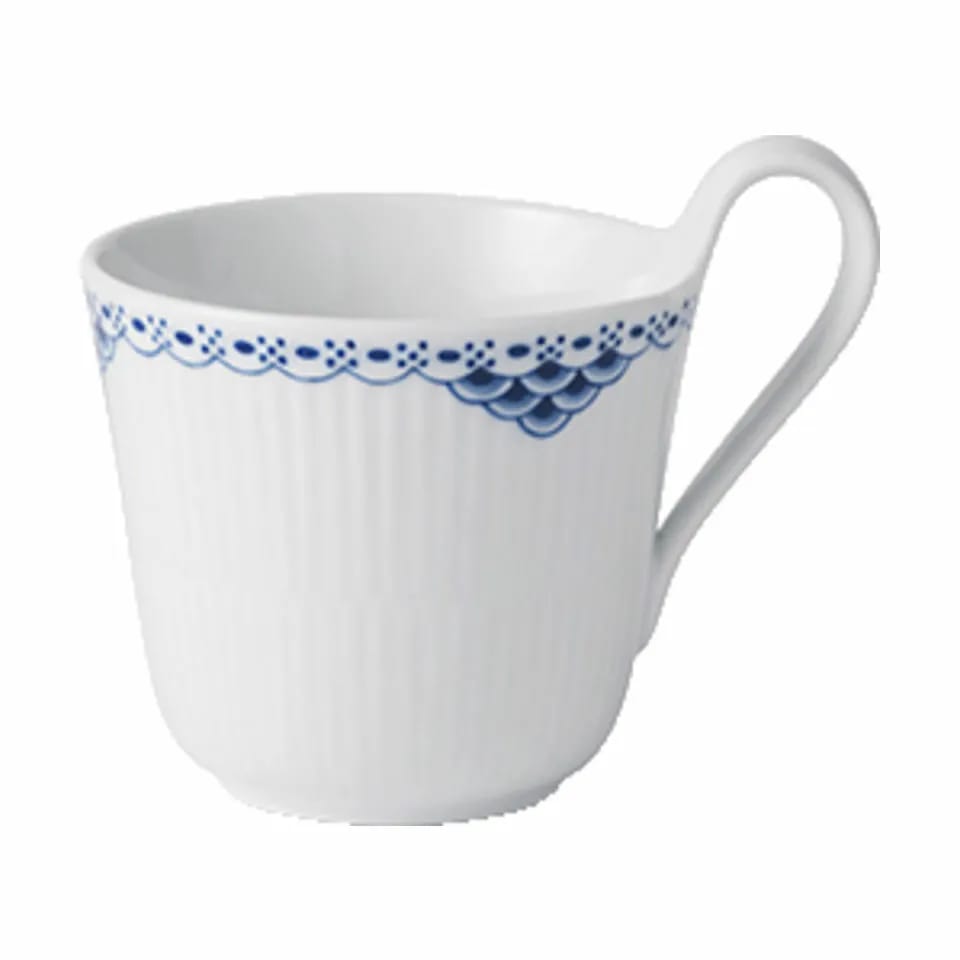 Royal Copenhagen Krus og kopper med hank Prinsesse Højhankskop i Koboltblå/hvid, 33 cl, 1