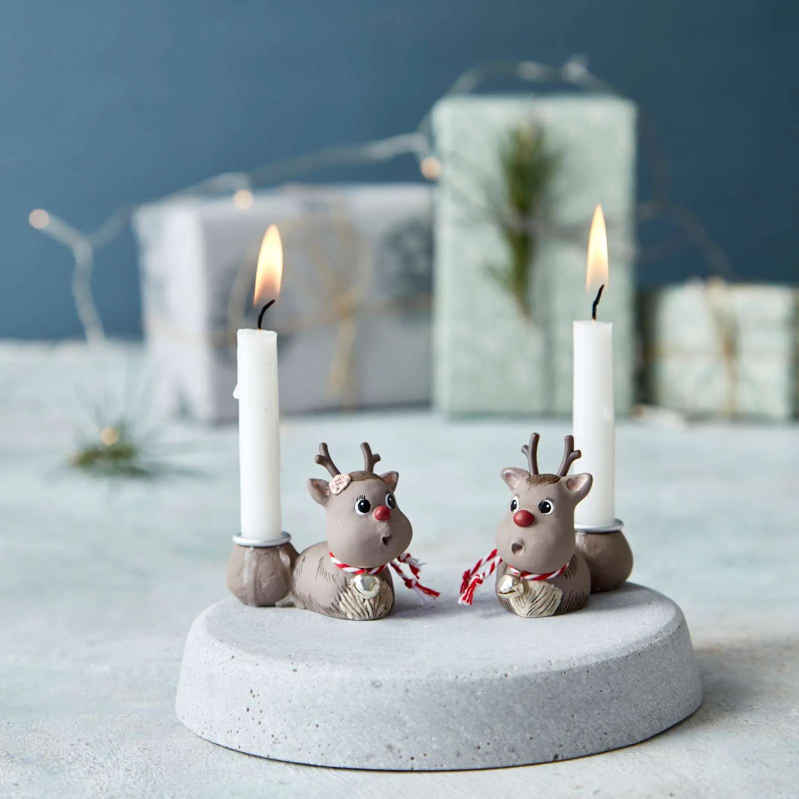 Klarborg Jule- og adventsstager Lysestager - Rudolf & Smukke i Brun, 6 cm, 2