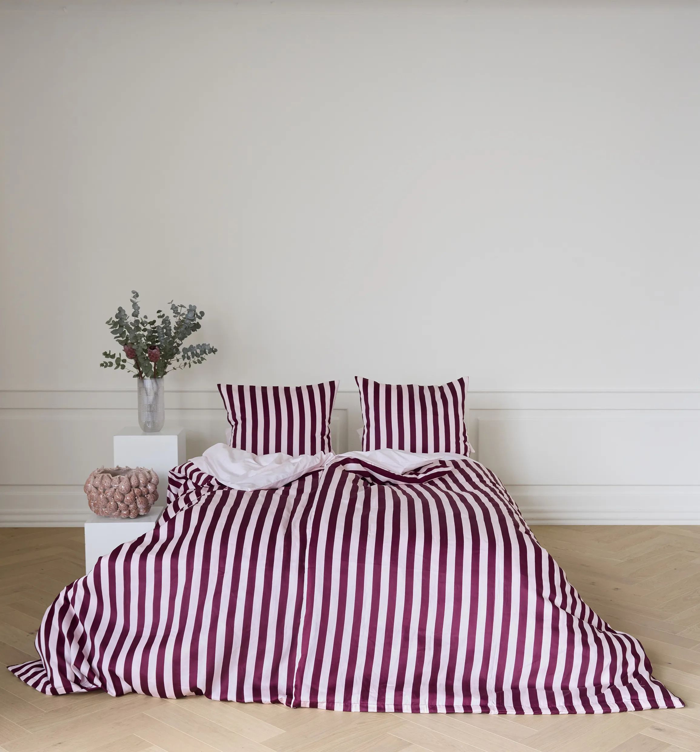 omhu Sengetøj Block strib Blok Strib Sengetøj i Rose, B140 x L220 cm, 3