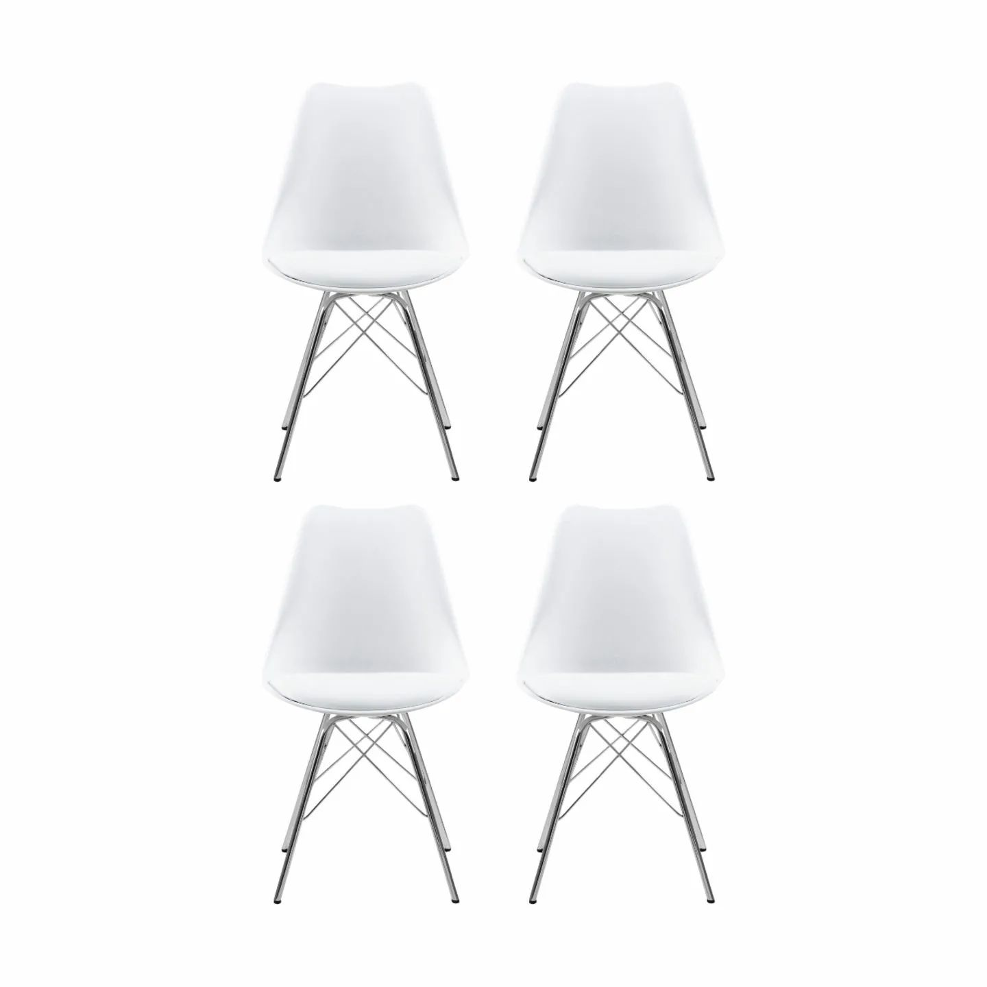 CASA Living Spisebordsstole Eris Spisebordsstol - 4 stk. i hvid/krom, 1