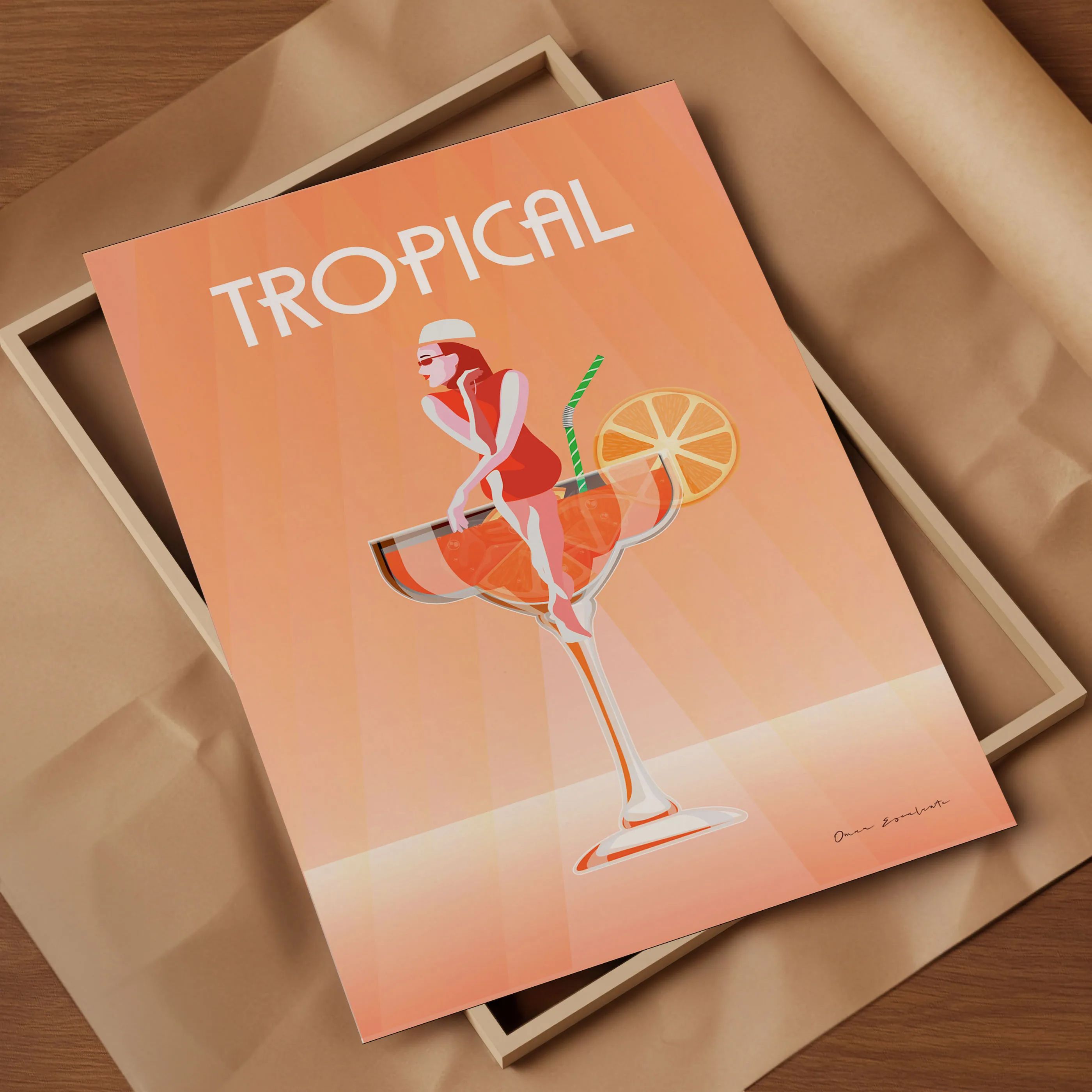 Poster&Frame Plakater Plakat - Tropical drink i Multifarvet, B50 x L70 cm, 2