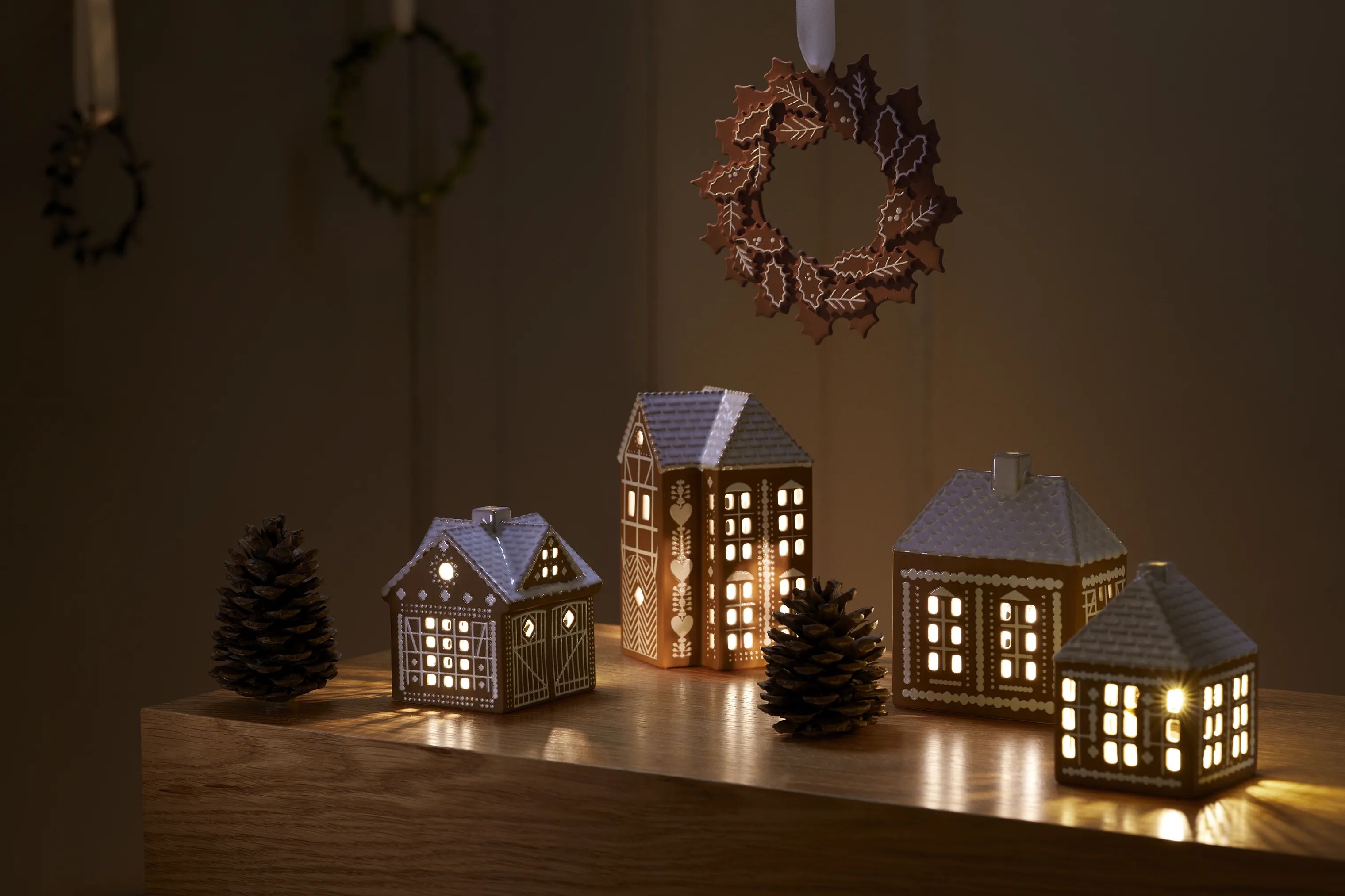 Kähler Juleophæng Gingerbread Julekrans i Brun, 3