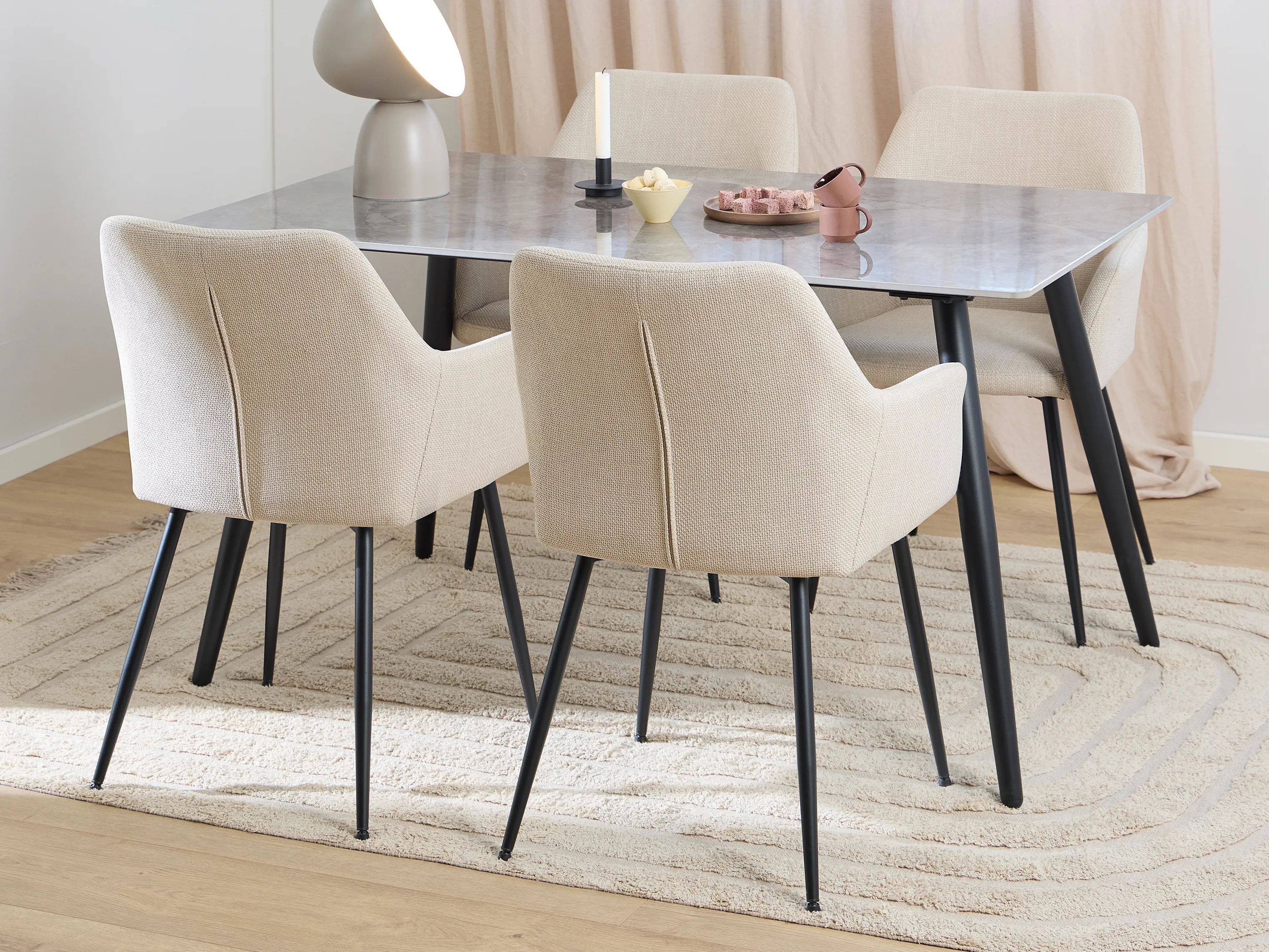 CASA Living Spiseborde Wicklow Spisebordssæt - 5 dele i Grå/beige, 1