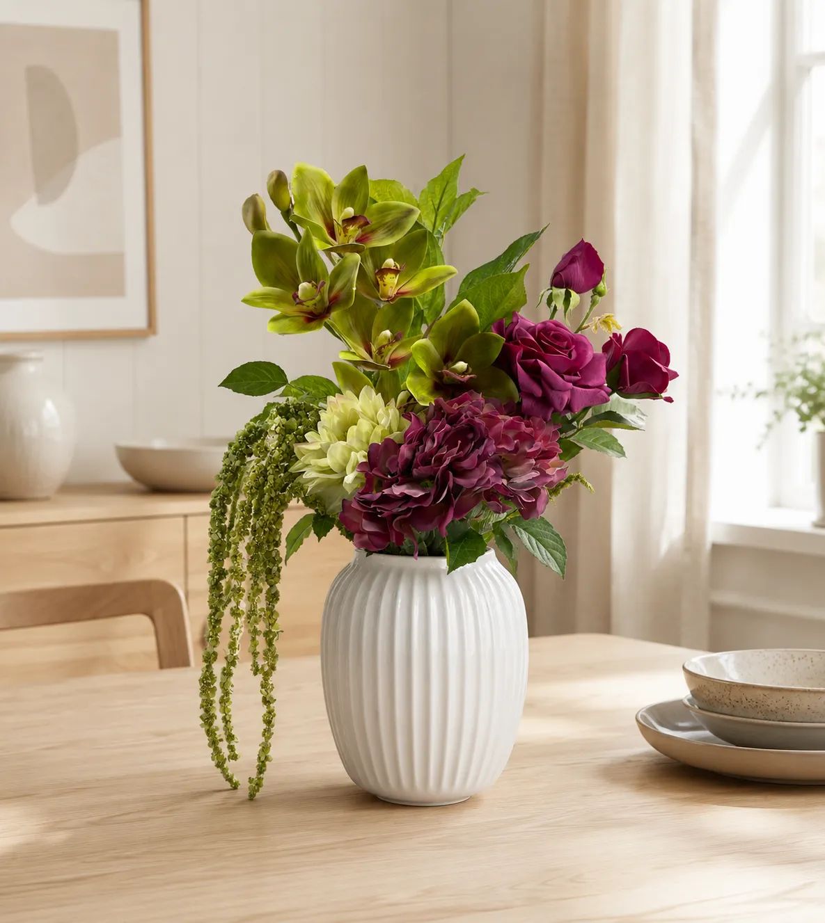 everbloom Kunstige blomster Kunstig Blomsterbuket i Grøn/Pink/Lysegrøn, 2