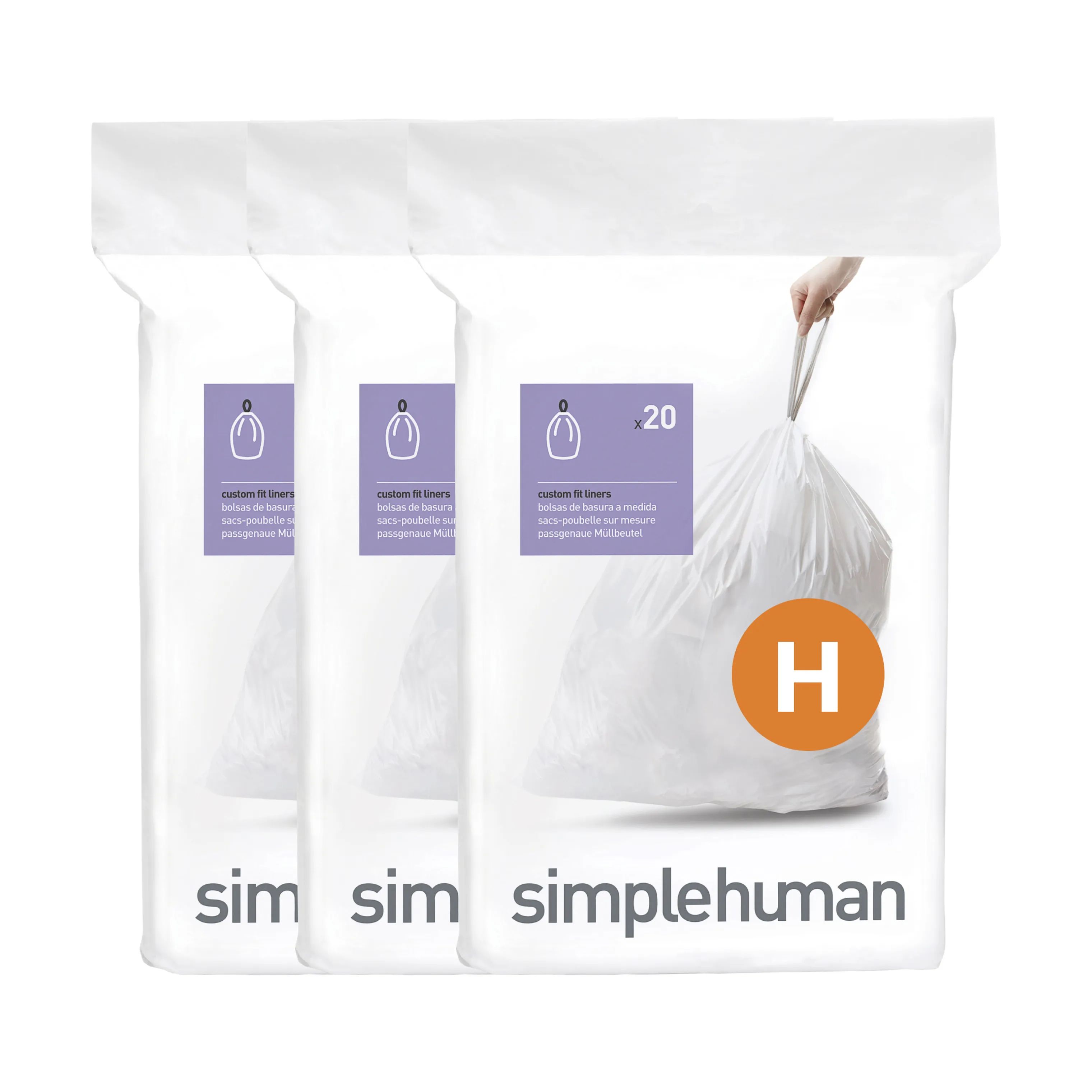 Simplehuman Affaldsposer Affaldsposer kode H - 60 stk. i H - 30-35 liter, 3