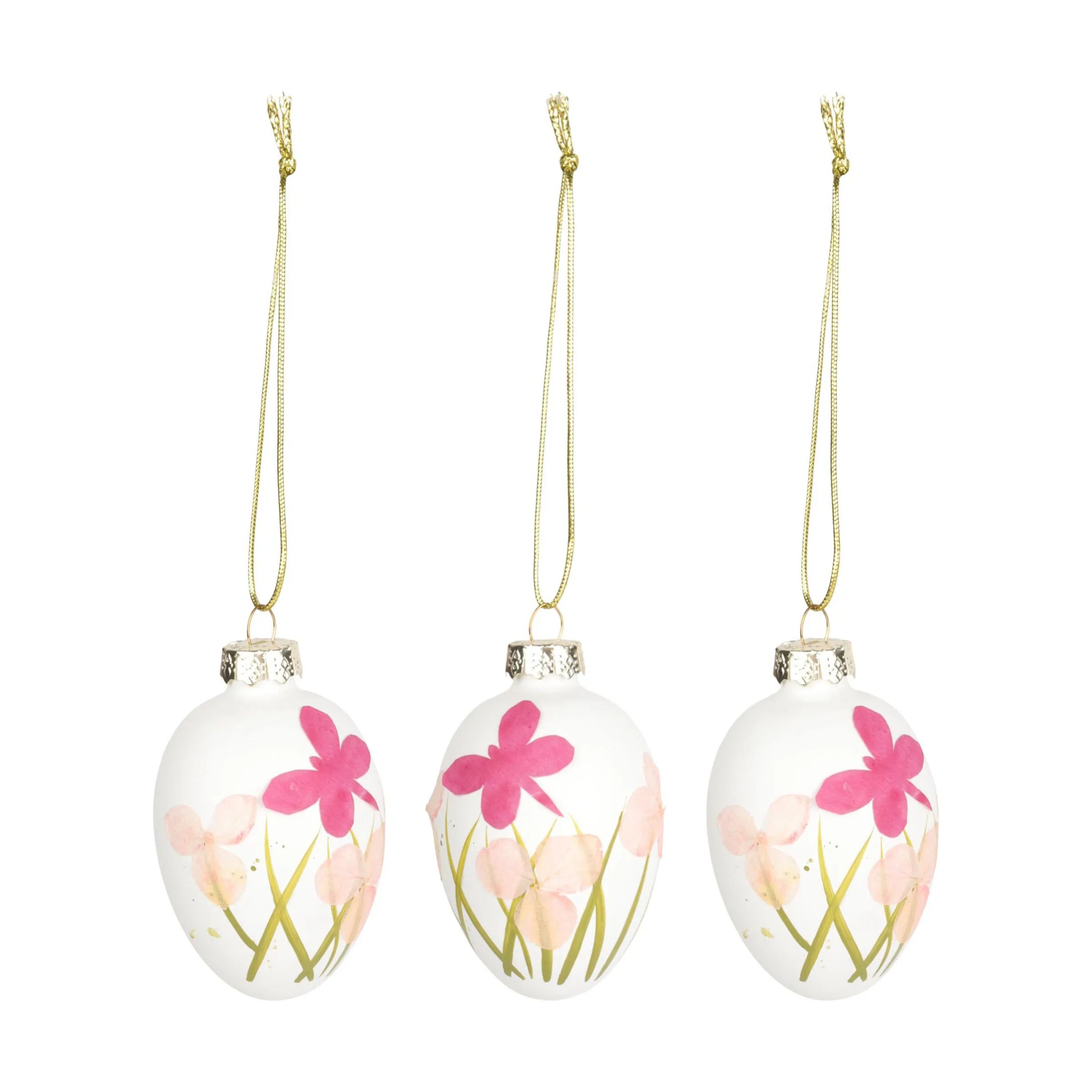 CASA Living Påskeæg og ophæng Glaspåskeæg - 3 stk. i Mat hvid/rosa, 1