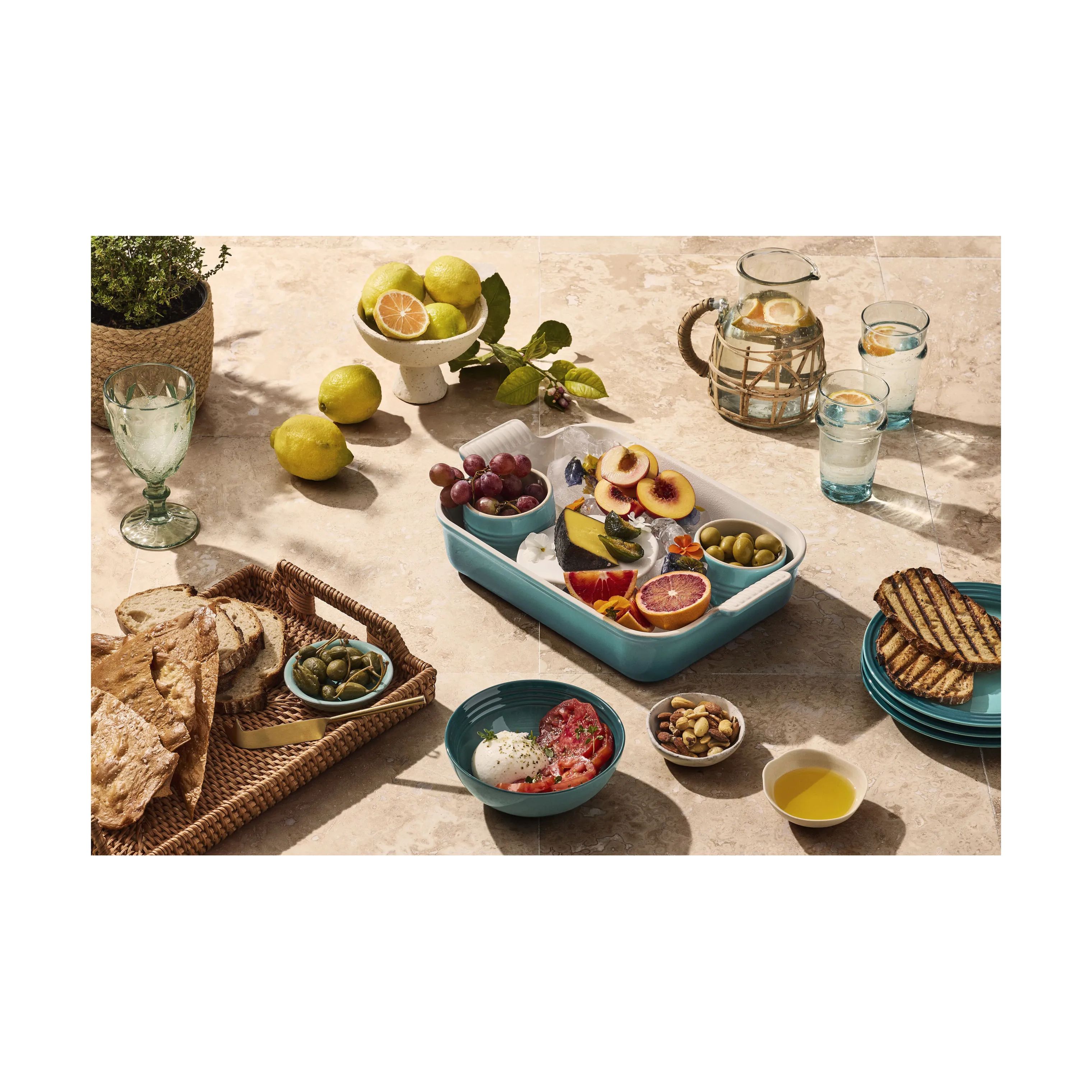Le Creuset Ovnfaste fade Signature Heritage Ovnfast Fad i Bleu Riviera, B25 x L38,25 cm, 2