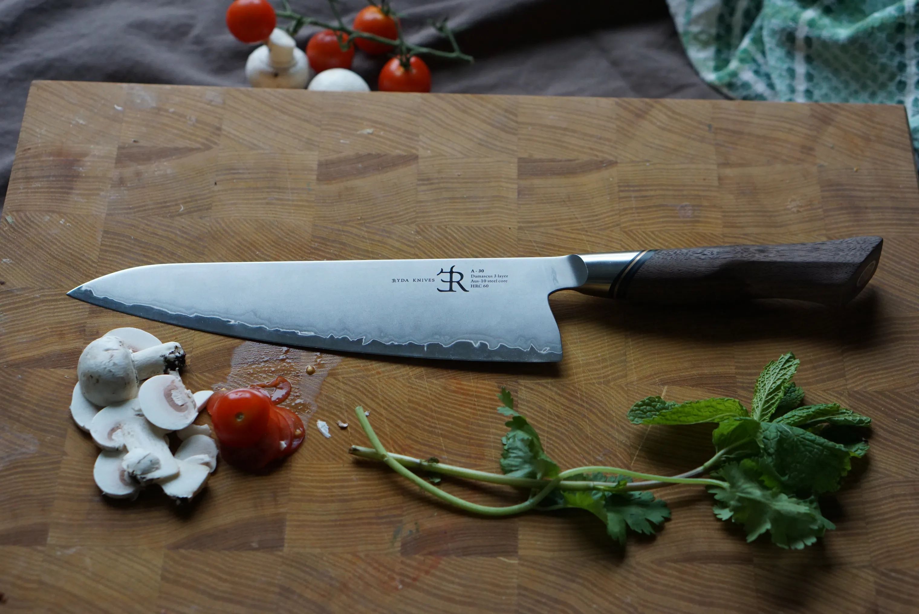 Ryda Knives Kokkeknive A30 Kokkekniv i rustfrit stål/brun, 2