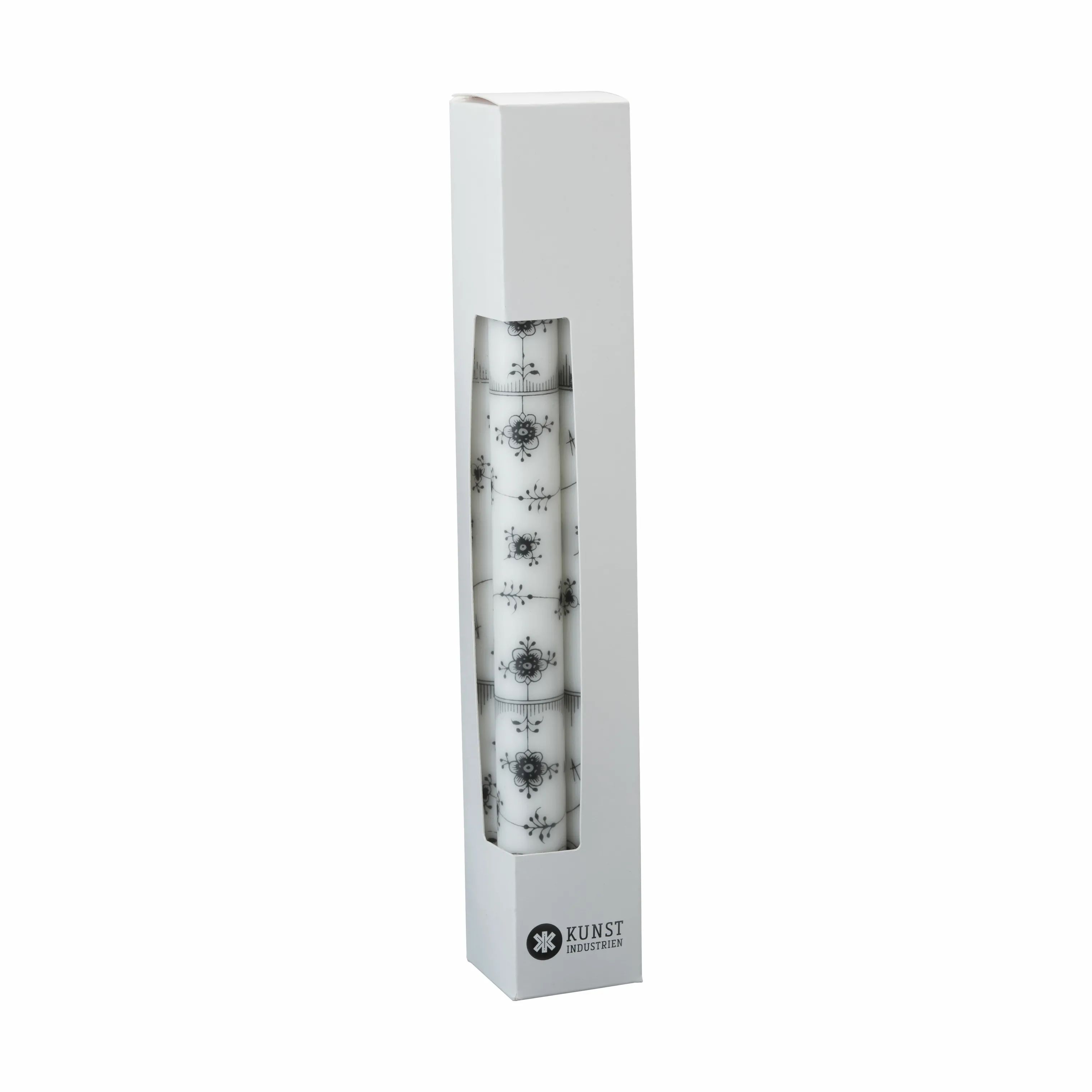 Kunstindustrien Kronelys Musselmalet Stagelys - 4 stk. i Musselmalet Sort, 30 cm, 4