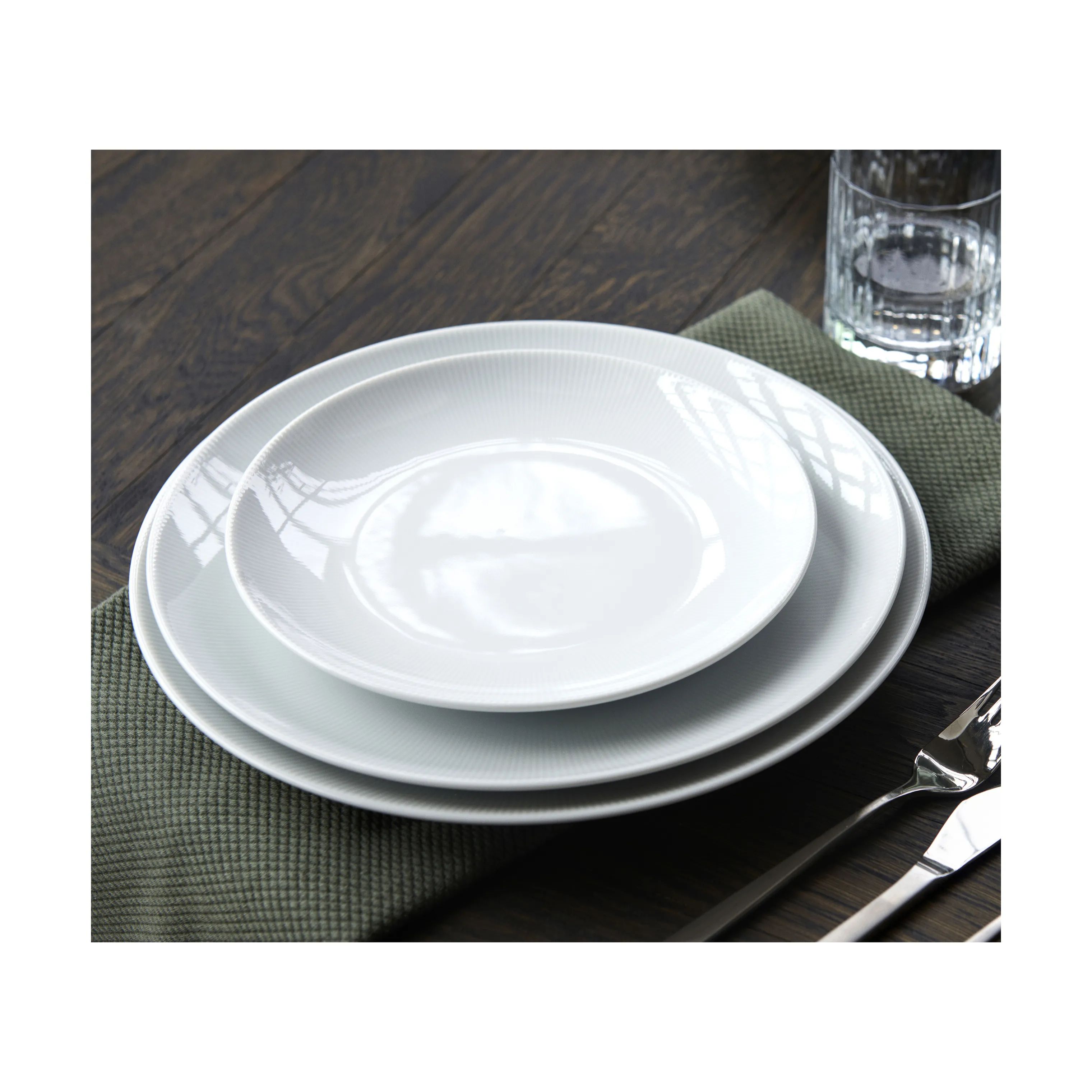 Pillivuyt Middagstallerkener Eventail Tallerken i Hvid, 28 cm, 4