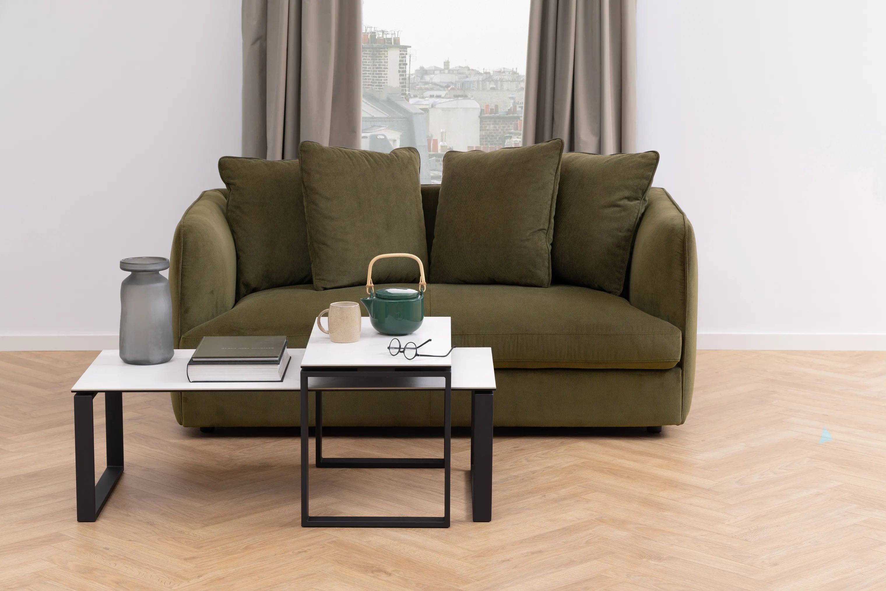 CASA Living Sofaborde Katrine Sofabordssæt - 2 stk i Hvid Akranes/sort, 3