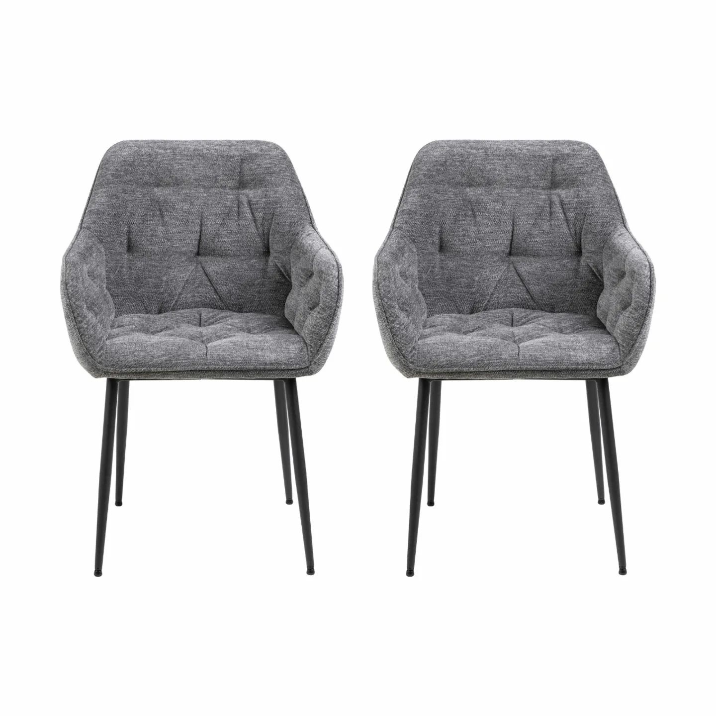 CASA Living Spisebordsstole Brooke Spisebordsstol - 2 stk. i Lys antracit/sort, 1