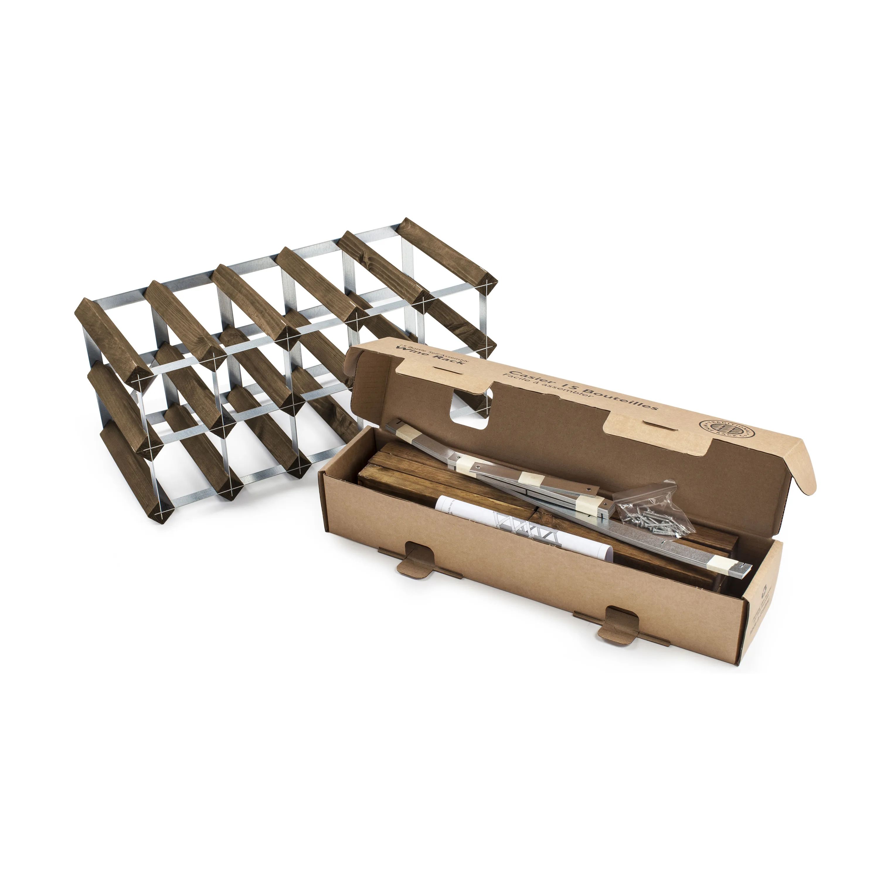 Traditional Wine Racks Vinreoler Vinreol i Mørk eg, 15 flasker, 4