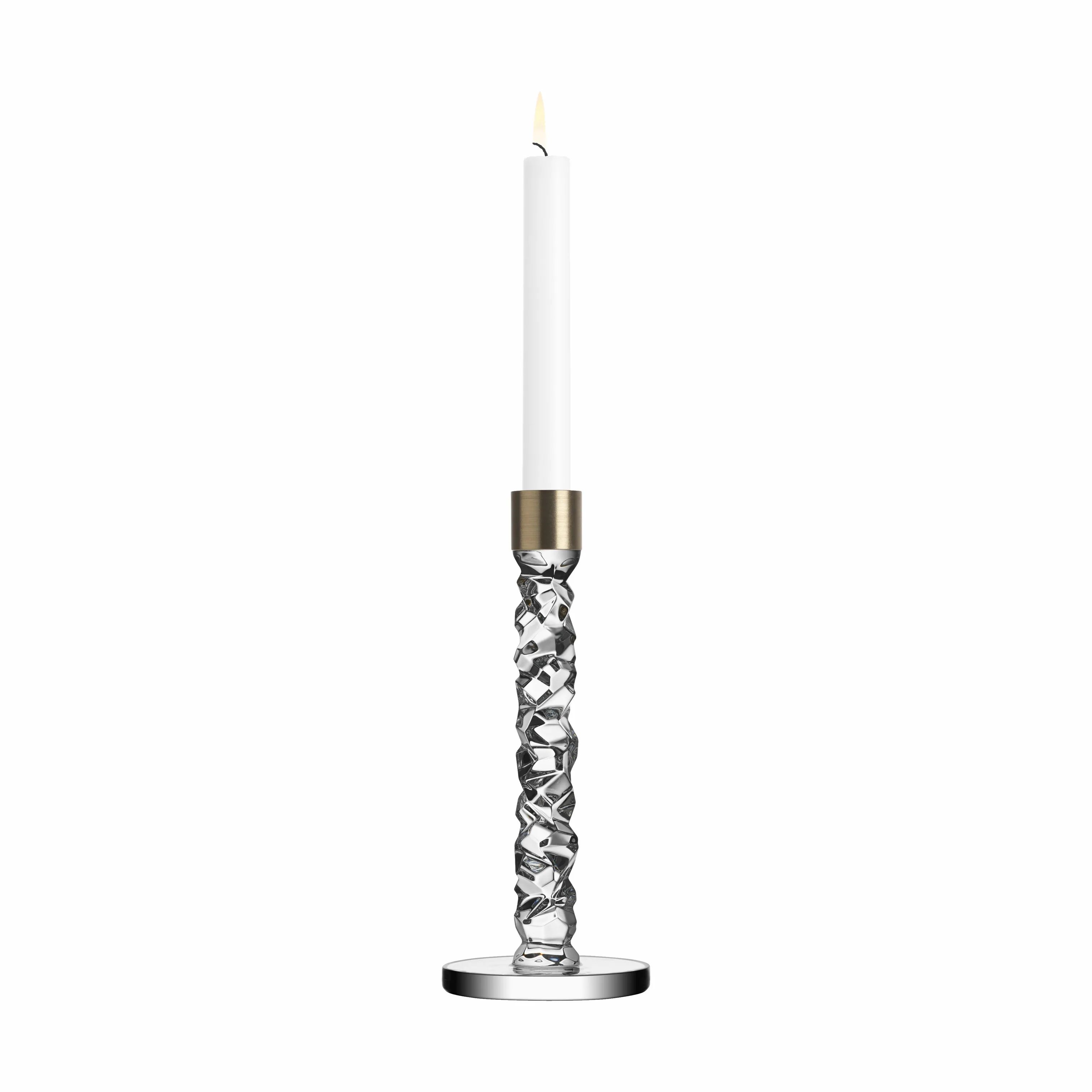 Orrefors Kronelysestage Carat Lysestage i Klar/messing, 18,3 cm, 1