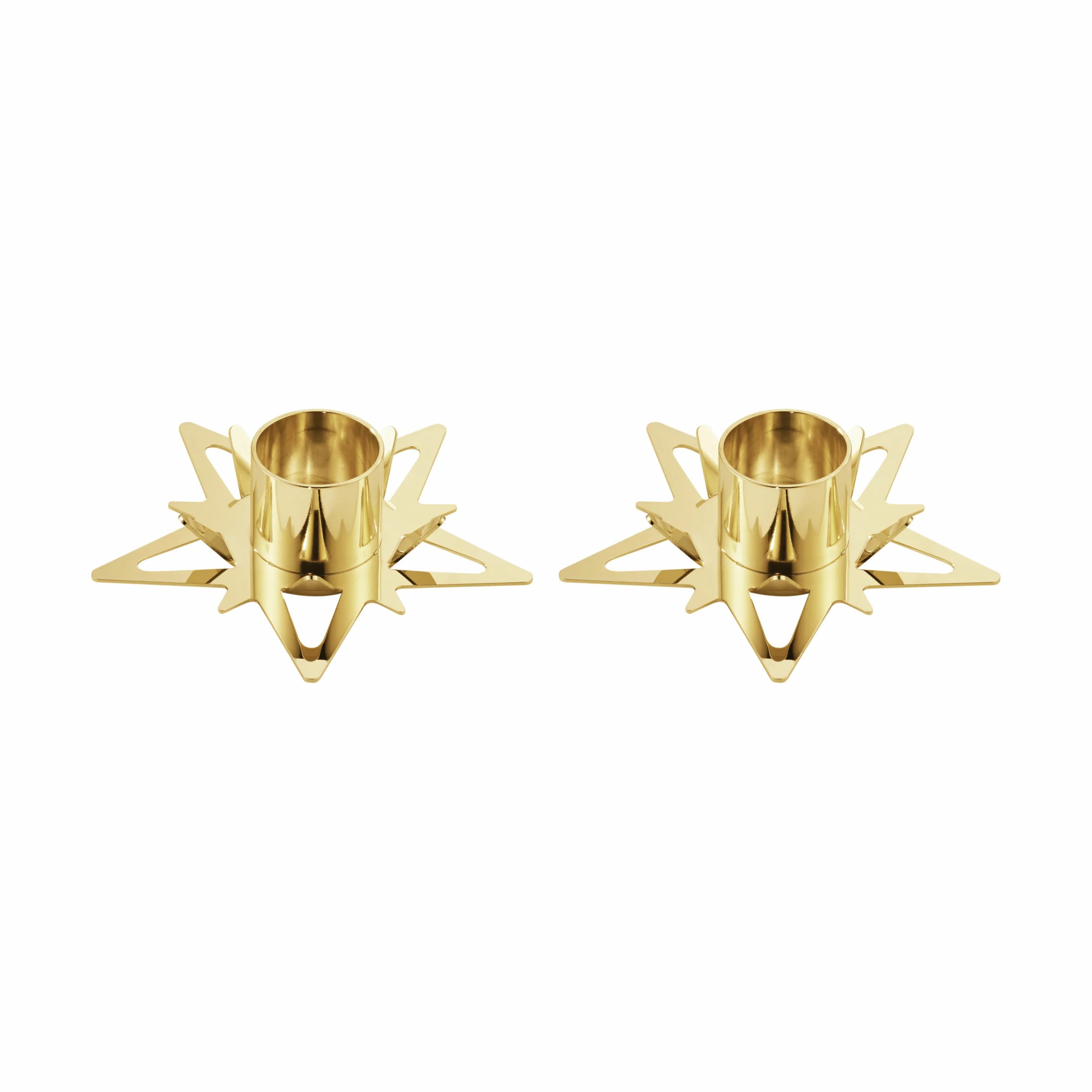 Georg Jensen Jule- og adventsstager Christmas Collectibles CC 2021 Stjerne Lysestage - 2 stk. i Guldfarvet, 2 cm, 1