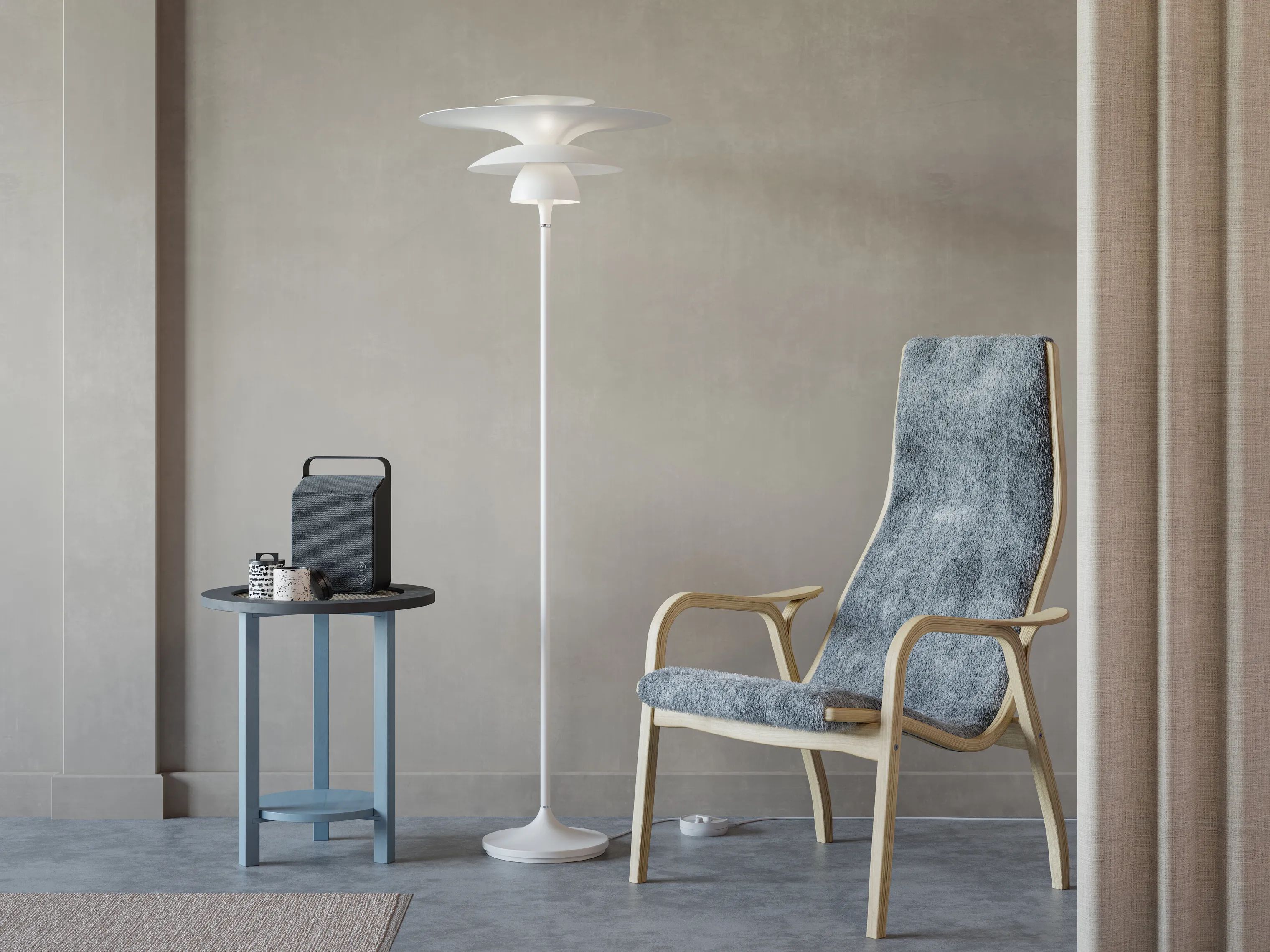 Belid Gulvlamper Picasso Gulvlampe i Mat hvid, 148,6 cm, 2