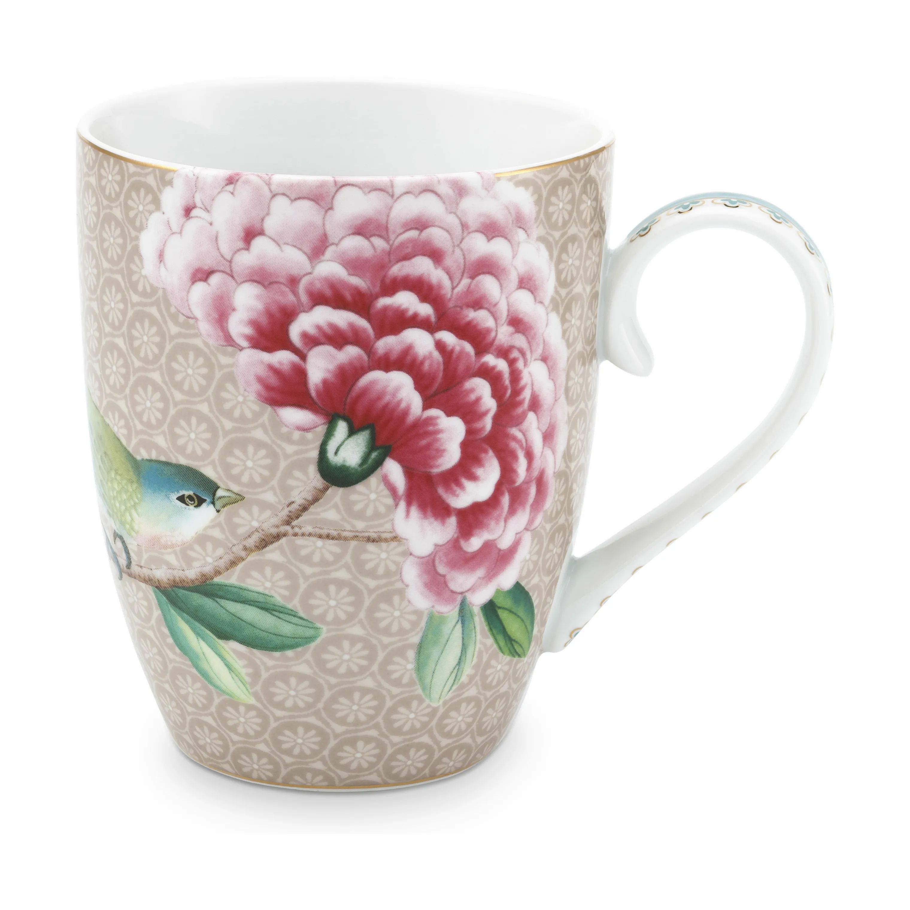 PIP Studio Krus og kopper med hank Blushing Birds Blushing Bird Krus i khaki , 350 ml, 1