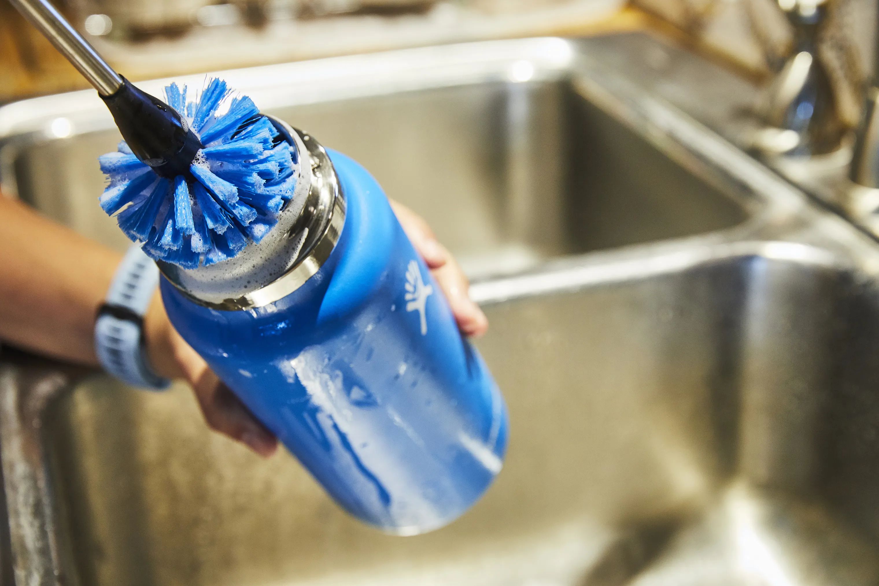 Hydro Flask Opvaskebørster Flaskebørste i Sort/stål/blå, 2
