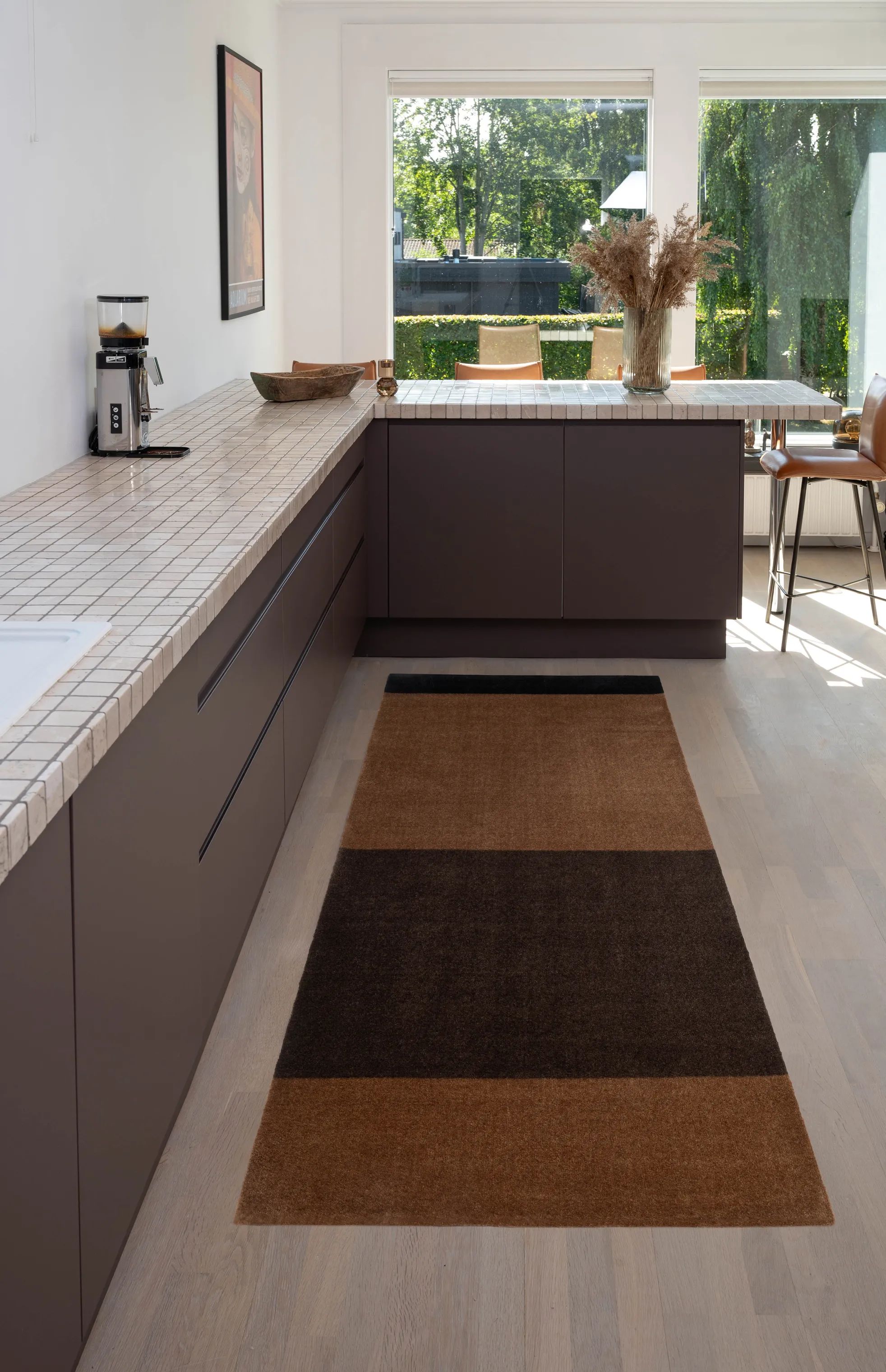 Tica Copenhagen Gulvtæpper Stripes Horisontal Gulvtæppe i brun/cognac/sort, B90 x L200 cm, 3