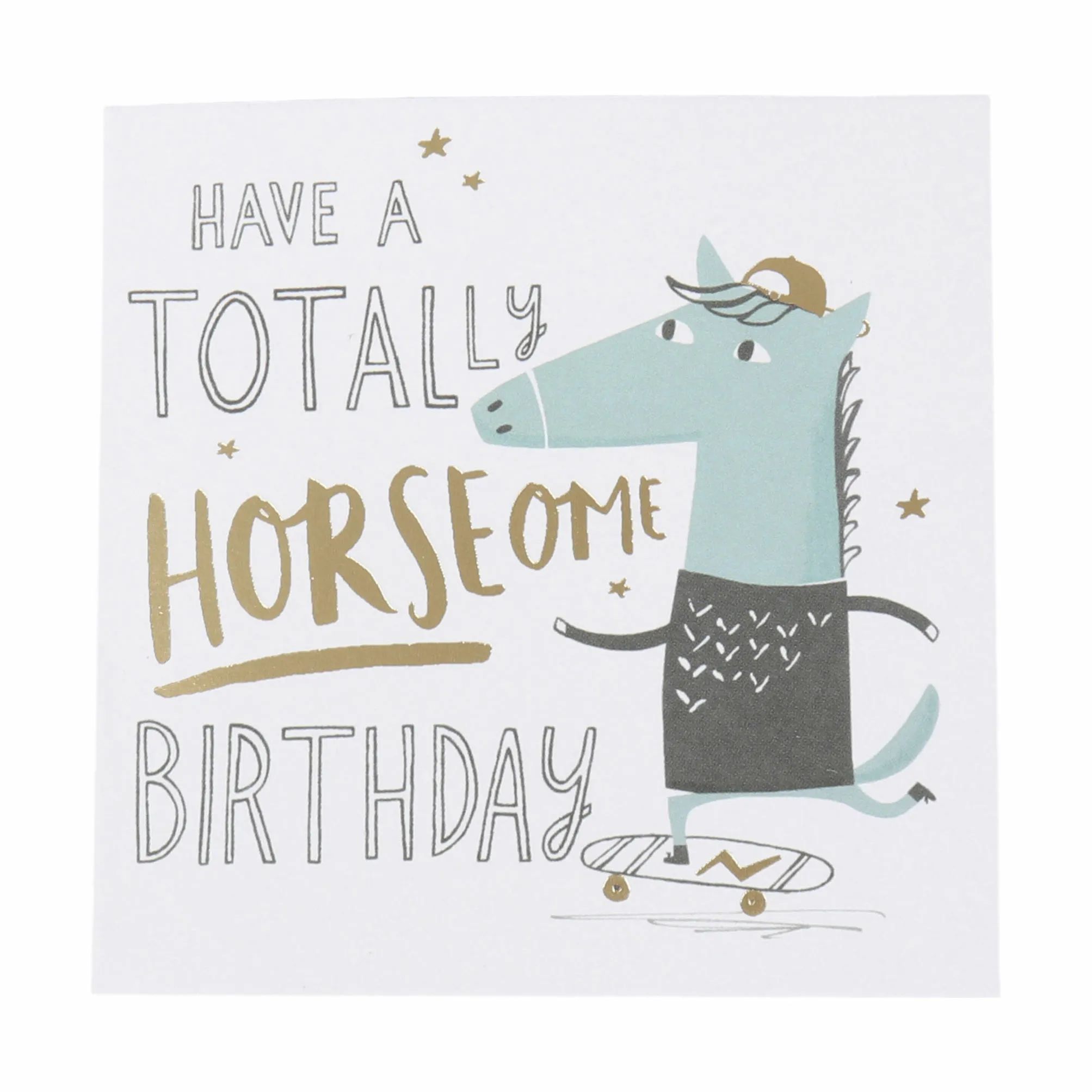 CASA Living Kort Kort - Have a totally horseome birthday i blå;guld, 1