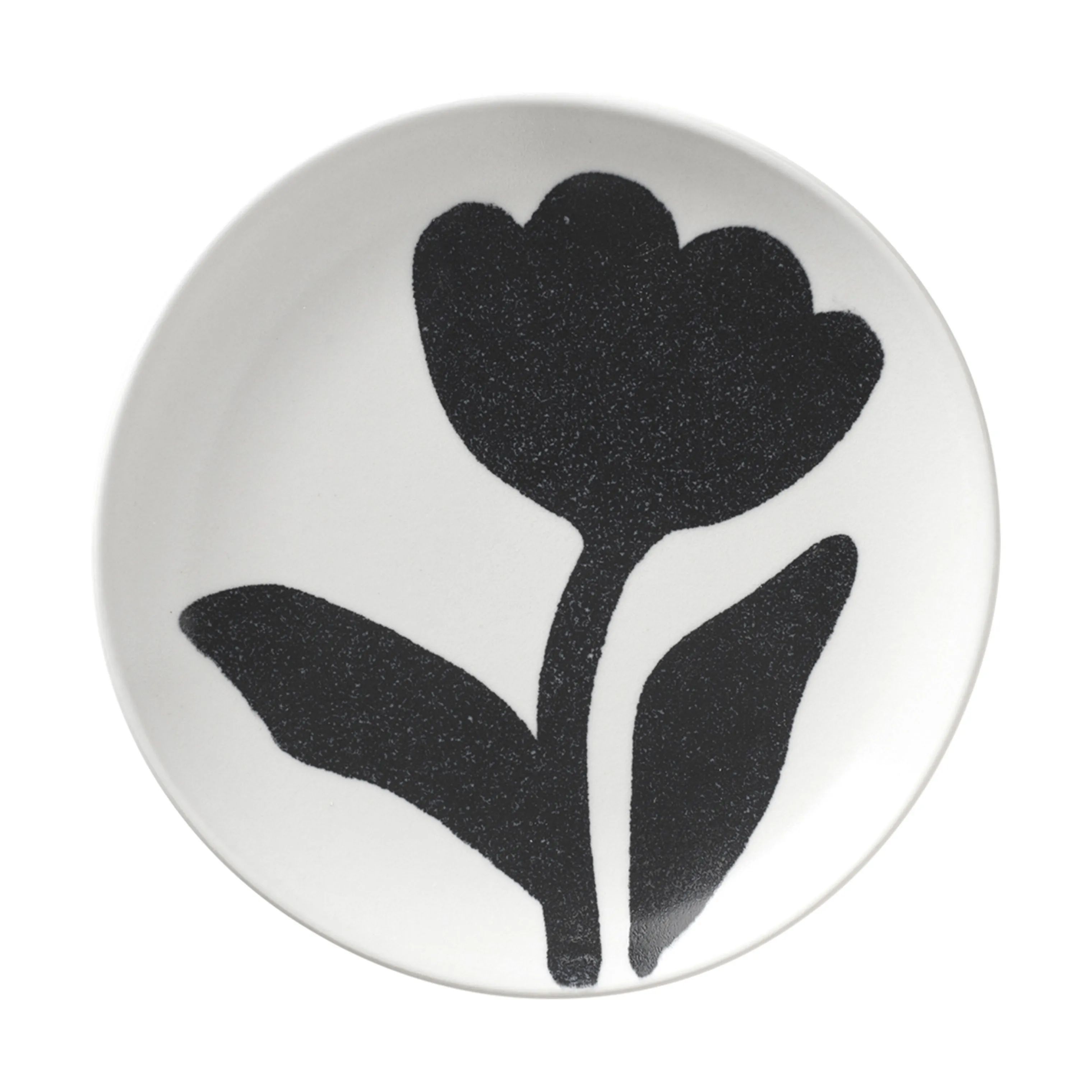 Broste Copenhagen Tallerkener Flora Tallerken i Black/Off White 1, 1