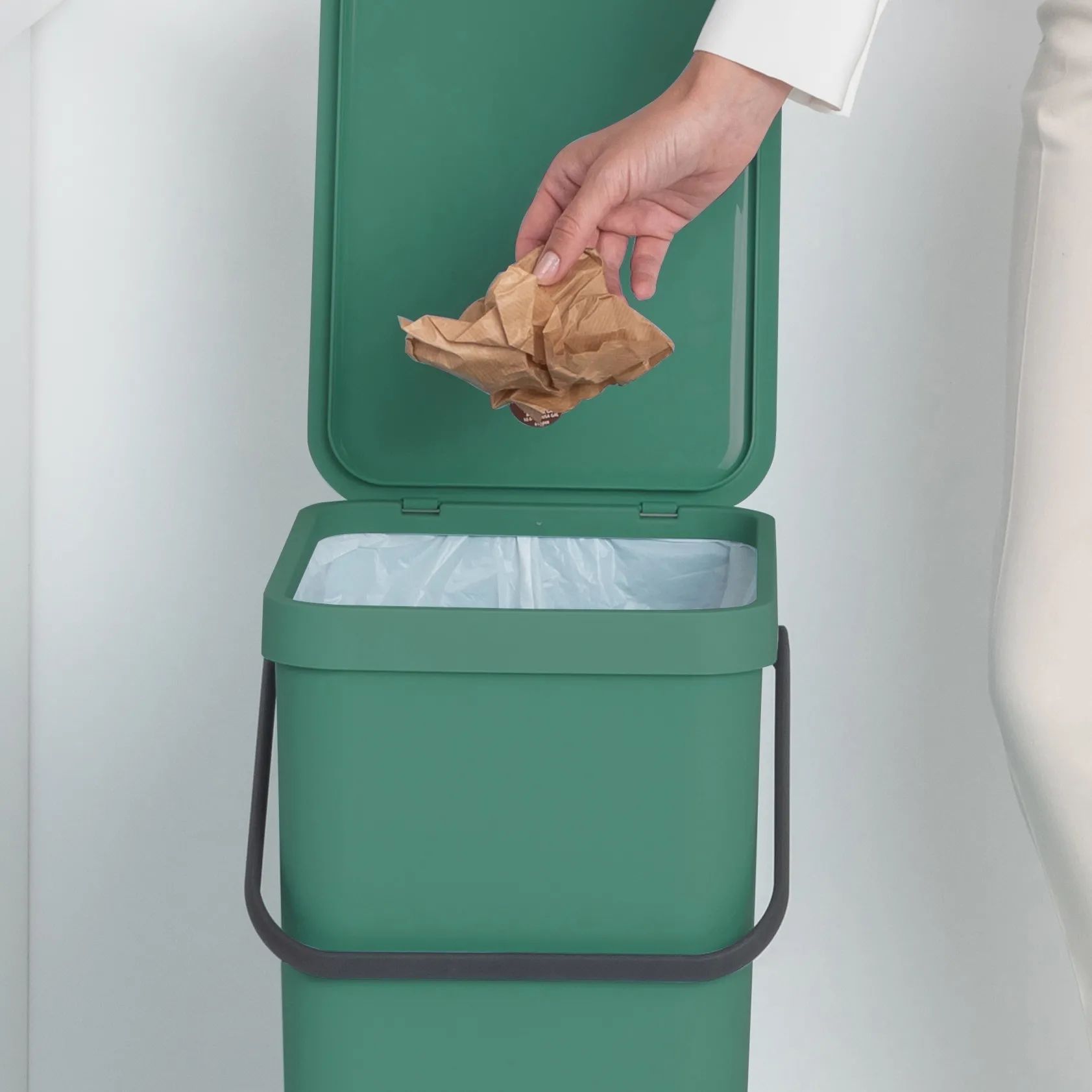 Brabantia Spande uden pedal Sort & Go Affaldsspand i Grøn, 40 L, 2