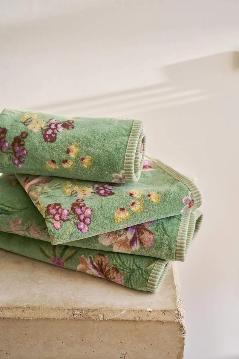PIP Studio Håndklæder Secret Garden Håndklæde i Green, B55 x L100 cm, 3