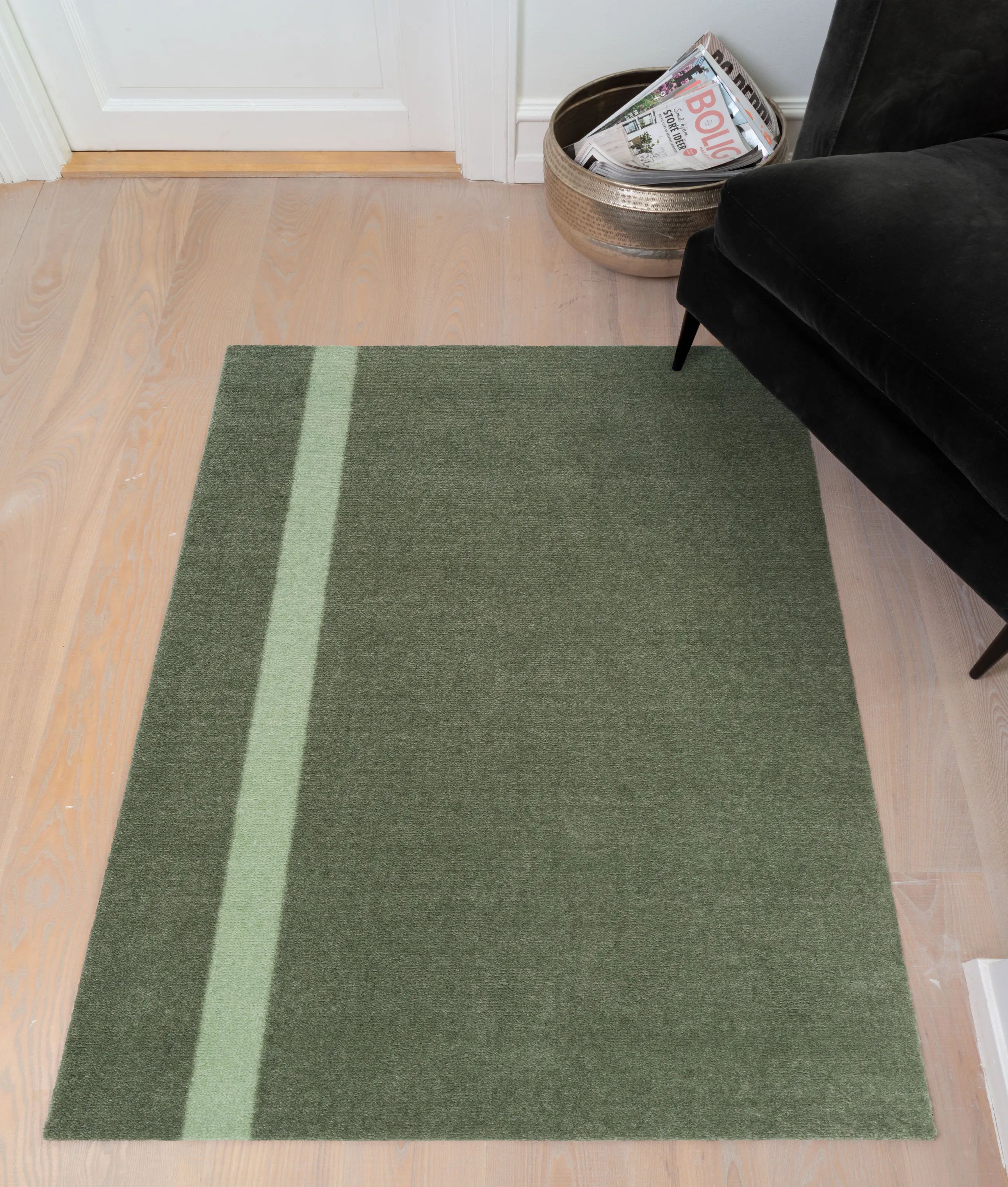 Tica Copenhagen Gulvtæpper Stripes Vertikal Gulvtæppe i Lysgrøn/støvetgrøn/mørkegrøn, B90 x L130 cm, 2