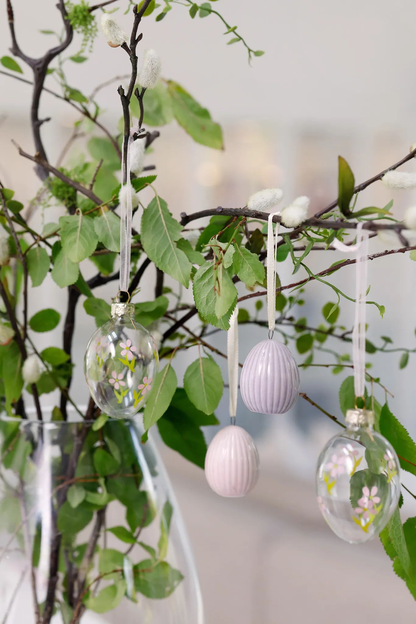 CASA Living Påskeæg og ophæng Glasæg - 6 stk. i rosa + gul, 2
