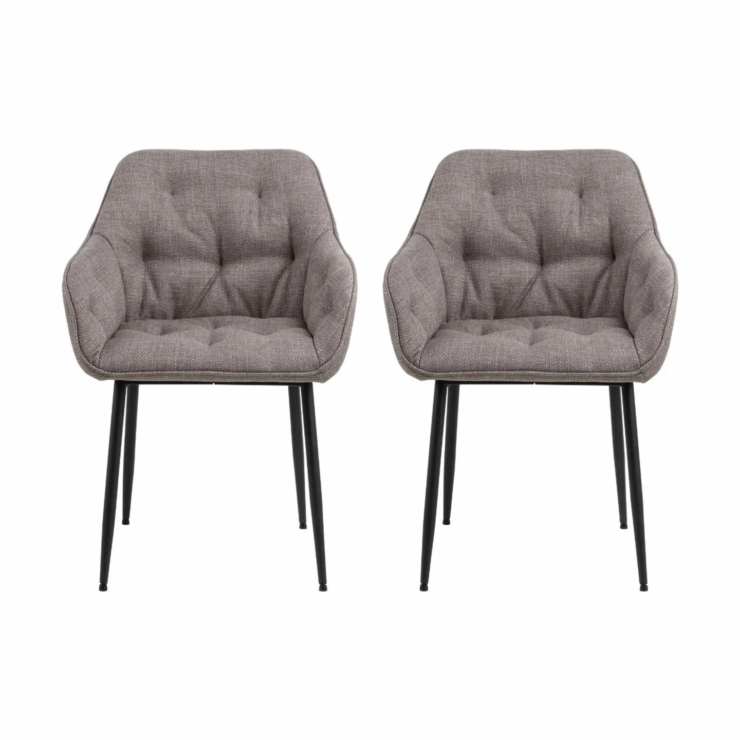 CASA Living Spisebordsstole Brooke Spisebordsstol - 2 stk. i lys gråbrun/sort, 1