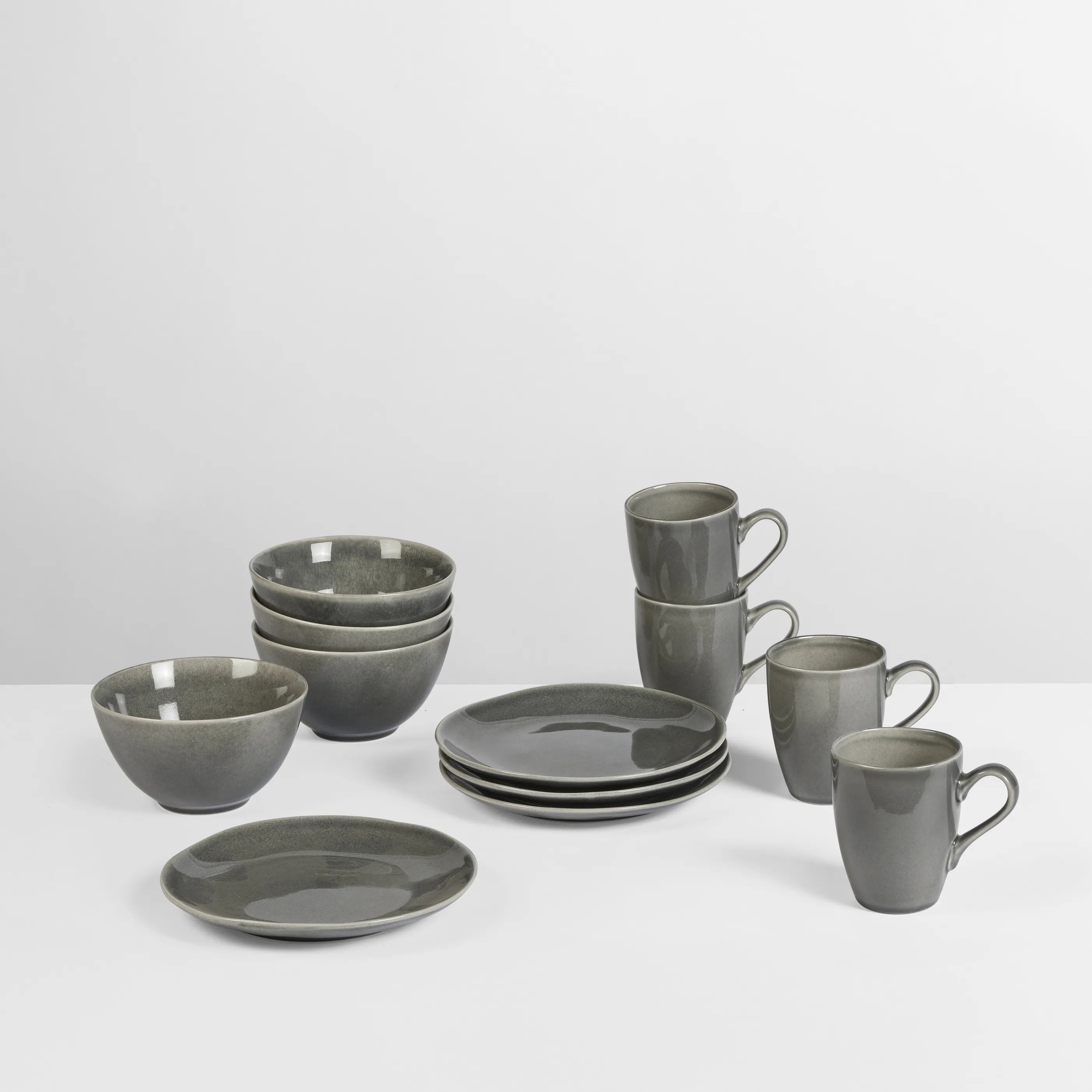 Broste Copenhagen Frokosttallerkener Nordic Rain Morgenmadssæt - 12 dele i 12 stk., 2