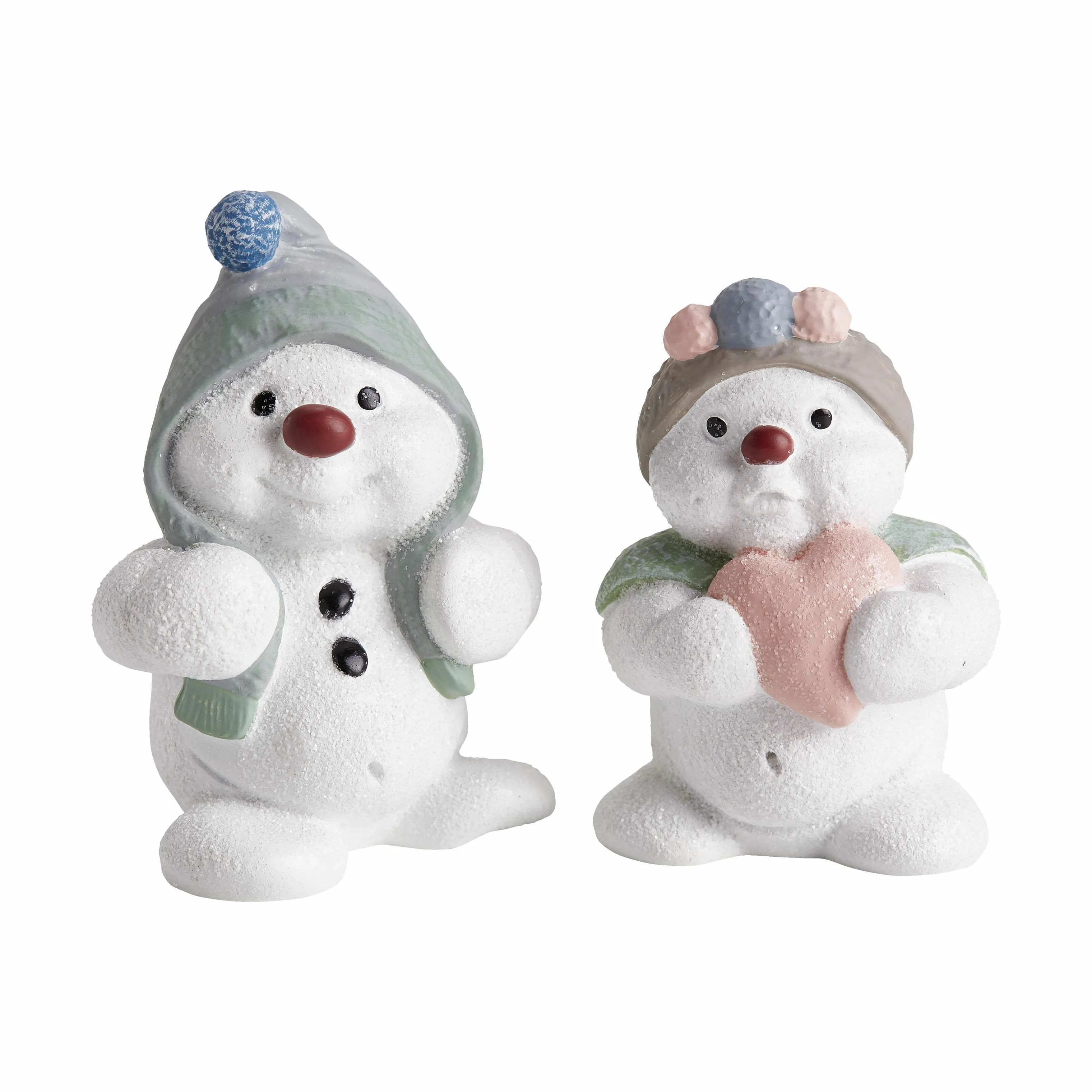 Klarborg Julefigurer Snemænd 2018 - Fiffi &Tilla i Hvid, 8 cm, 1