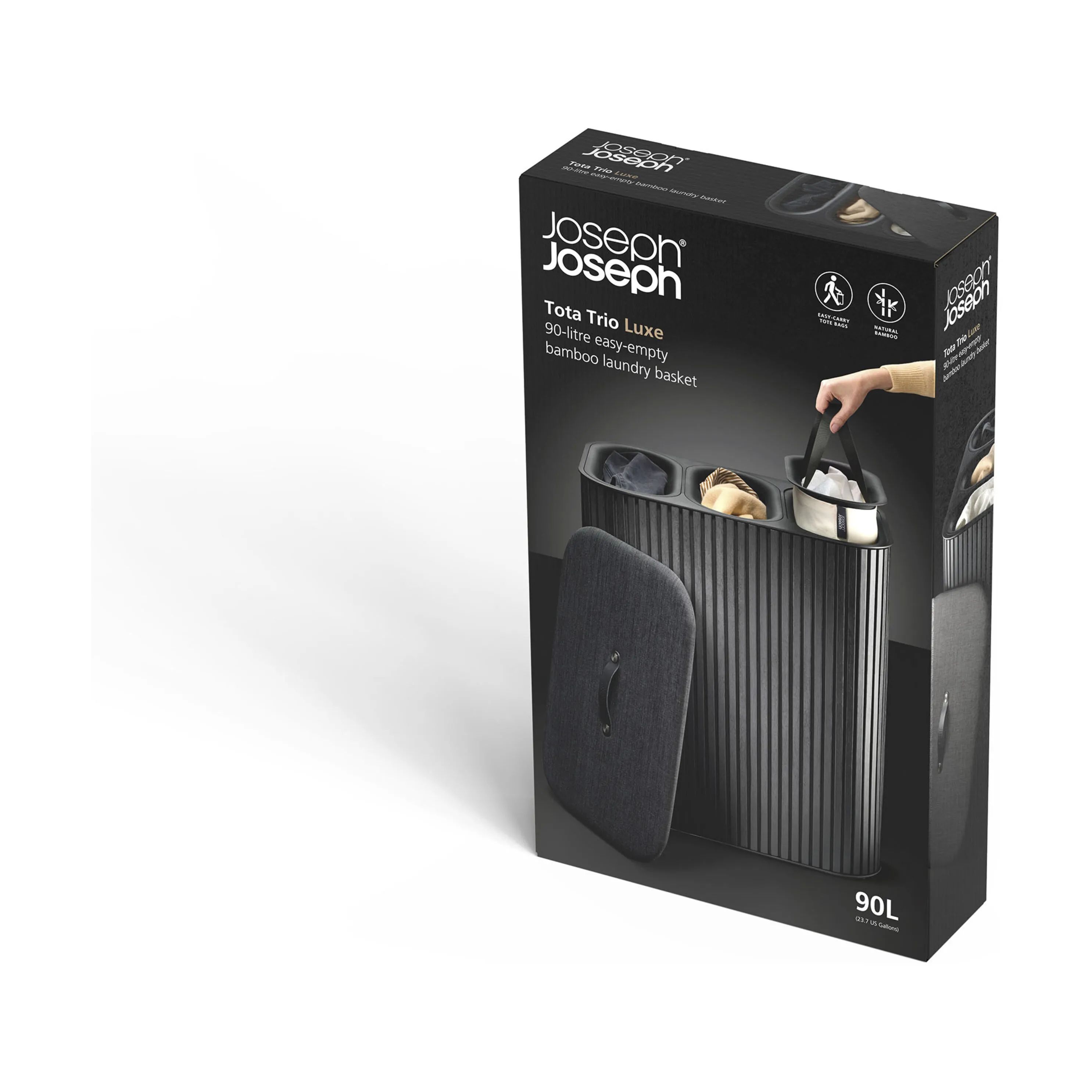 Joseph Joseph Vasketøjskurve Tota Trio Luxe Vasketøjskurv i Sort, 3 rum, 10