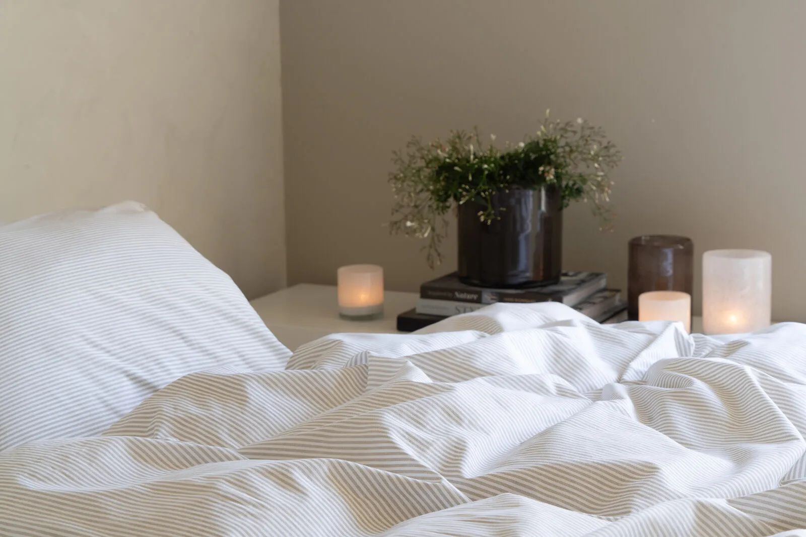 Borås Cotton Sengetøj Cille Sengetøj i Beige stribet, B200 x L220 cm, 2
