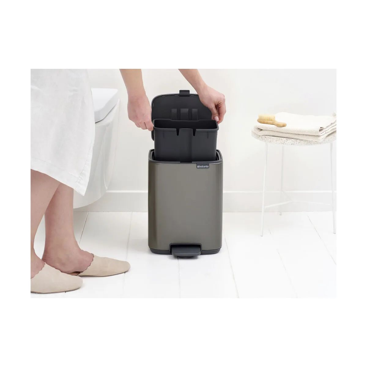 Brabantia Pedalspande Bo Pedalspand i Platinum, 7 L, 4