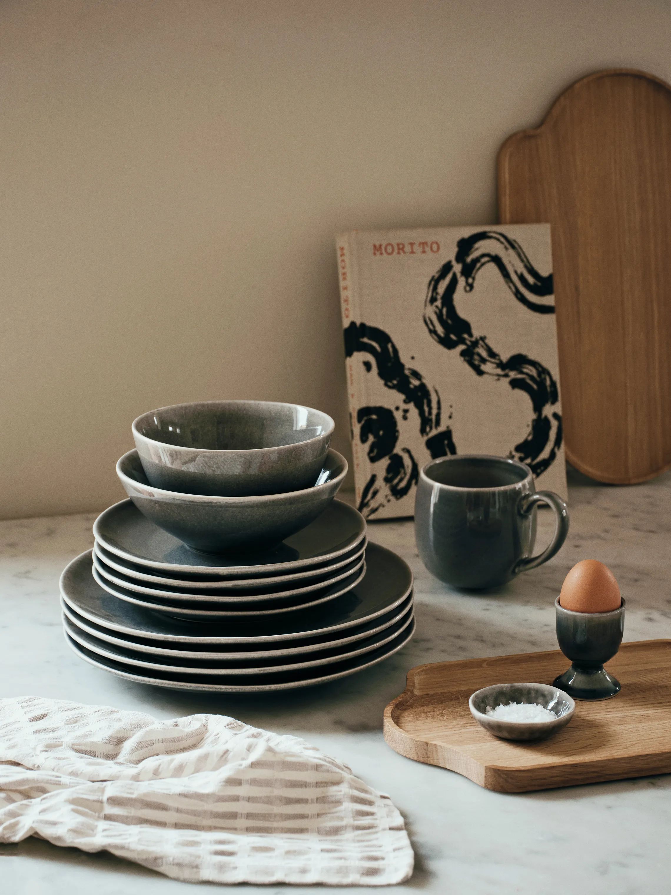 Broste Copenhagen Middagstallerkener Nordic Rain Middagssæt - 12 dele i 12 stk., 3