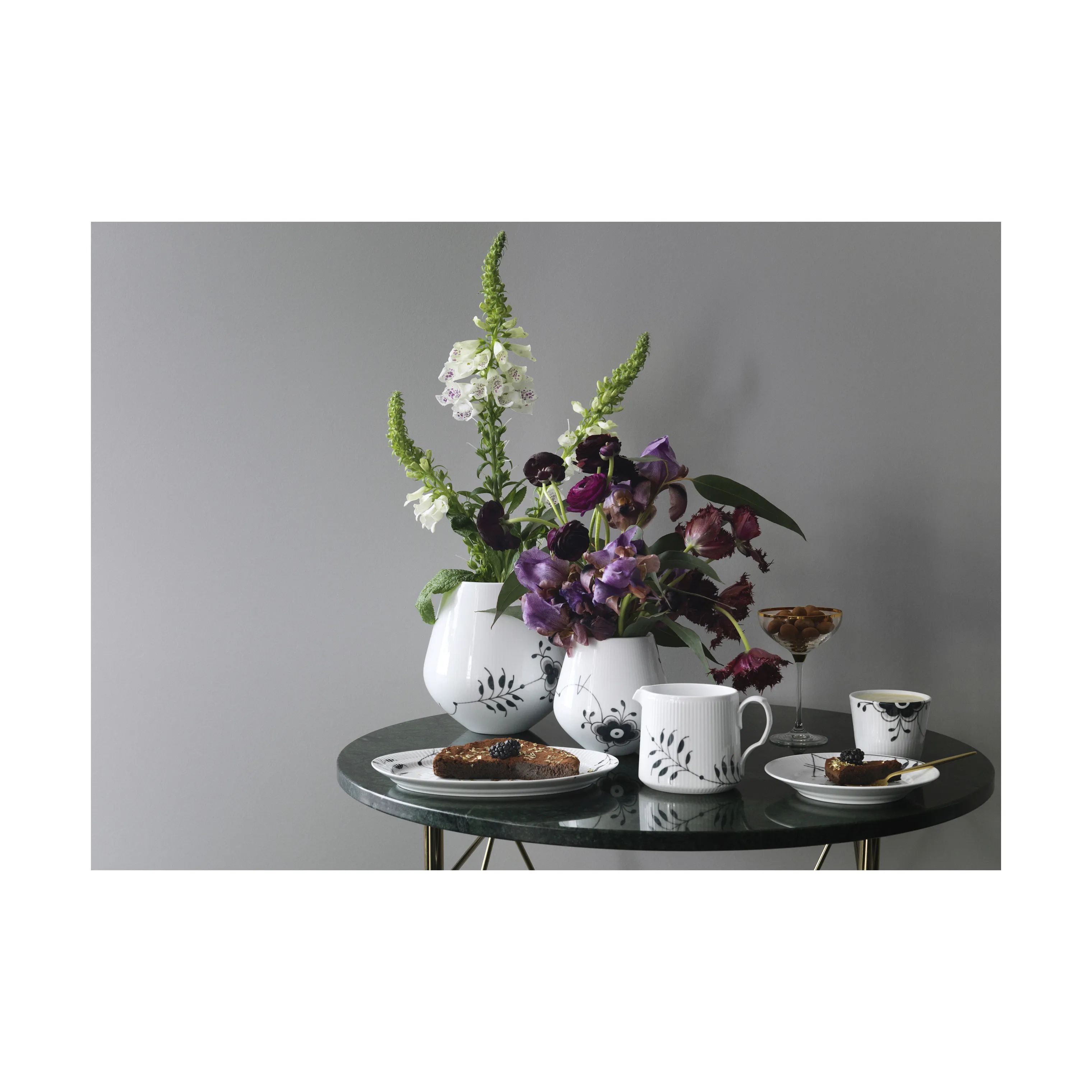 Royal Copenhagen Vaser Sort Mega Riflet Vase i Sort/hvid, 21 cm, 4