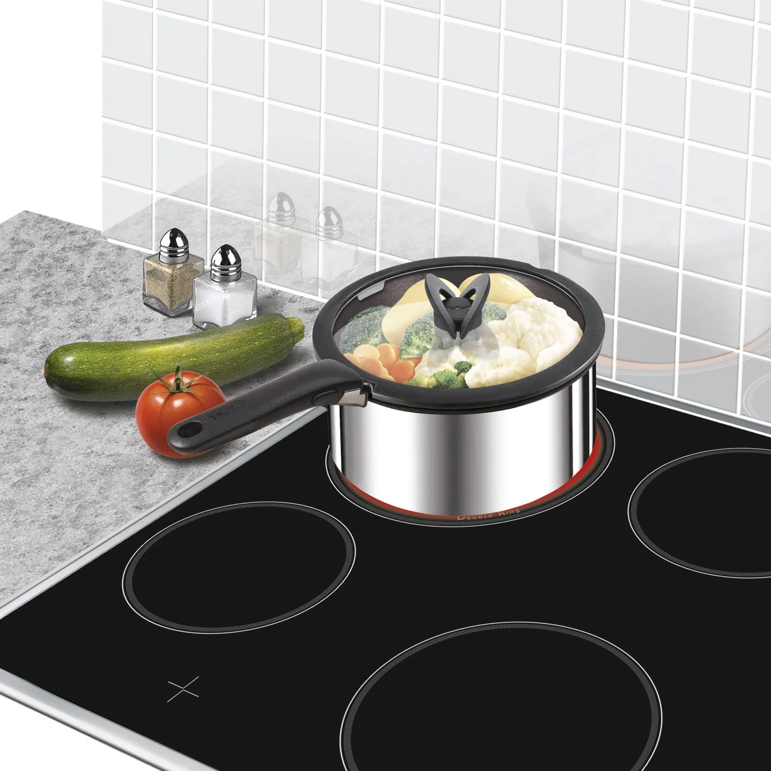 Tefal Grydelåg Ingenio Glaslåg - 3 stk. i 20 cm, 2