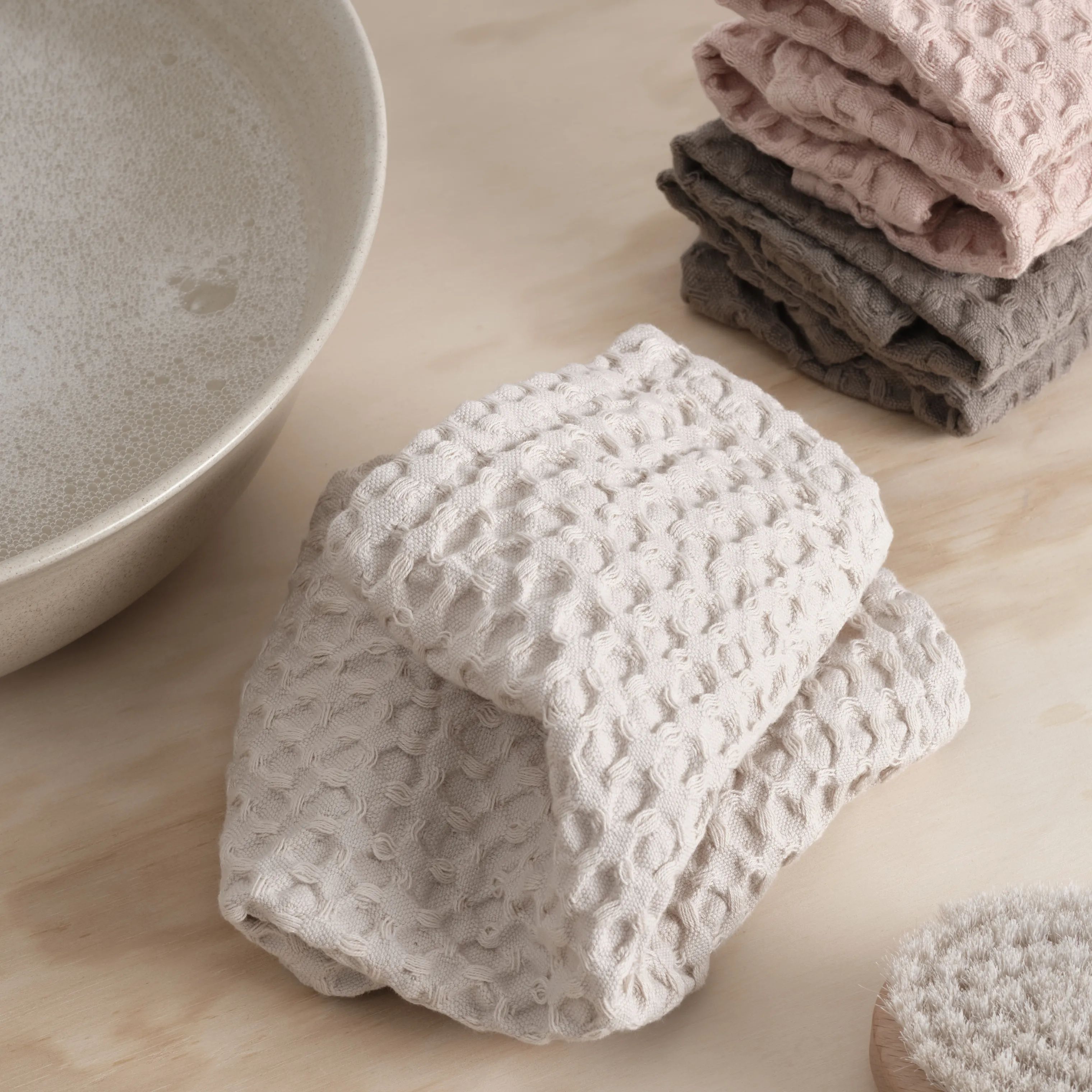 The Organic Company Vaskeklude Big Waffle Vaffel Vaskeklud - 3 stk. i Beige, 2
