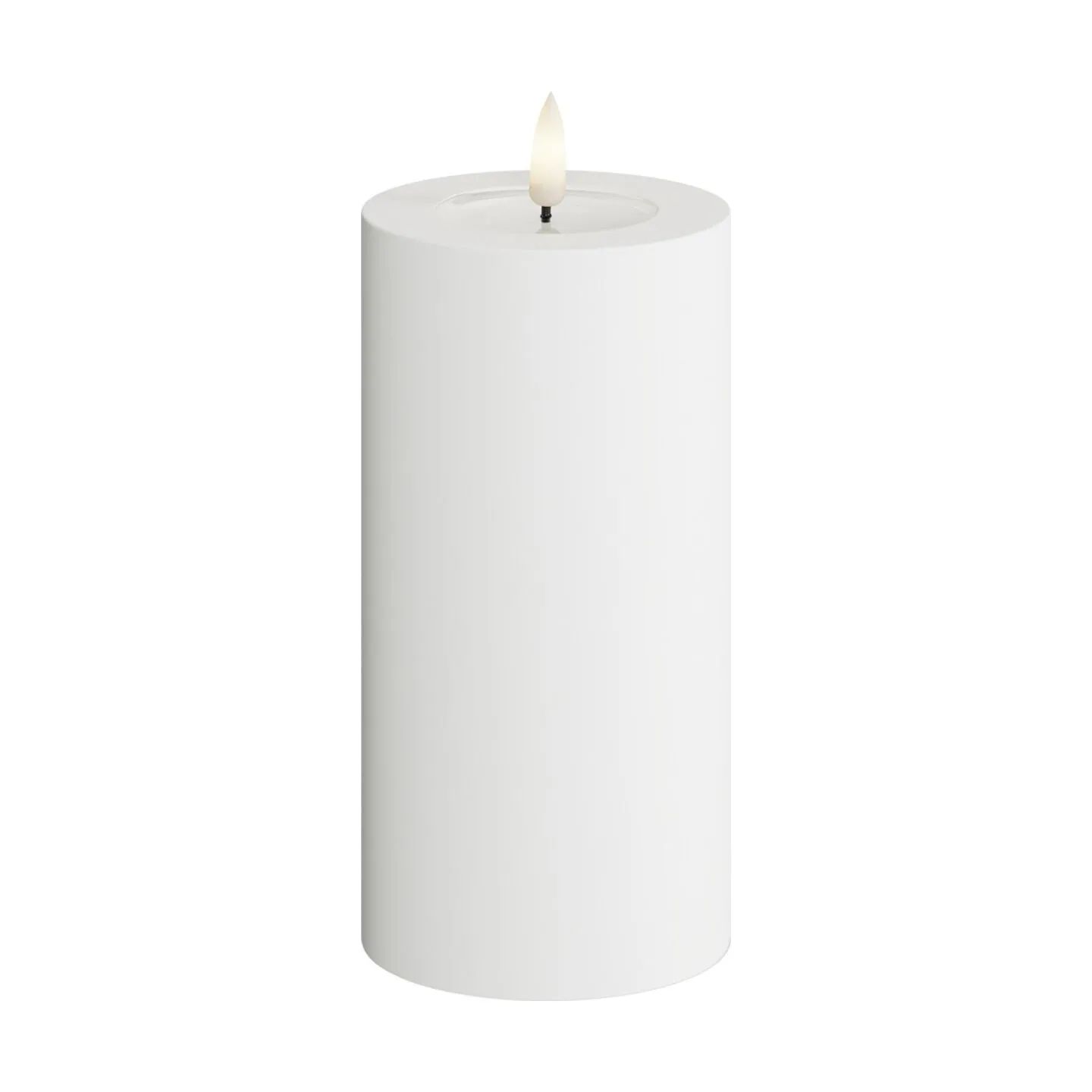Deluxe Homeart LED-lys Real Flame LED Udendørs Bloklys i Hvid, H15 x Ø7,5 cm, 1