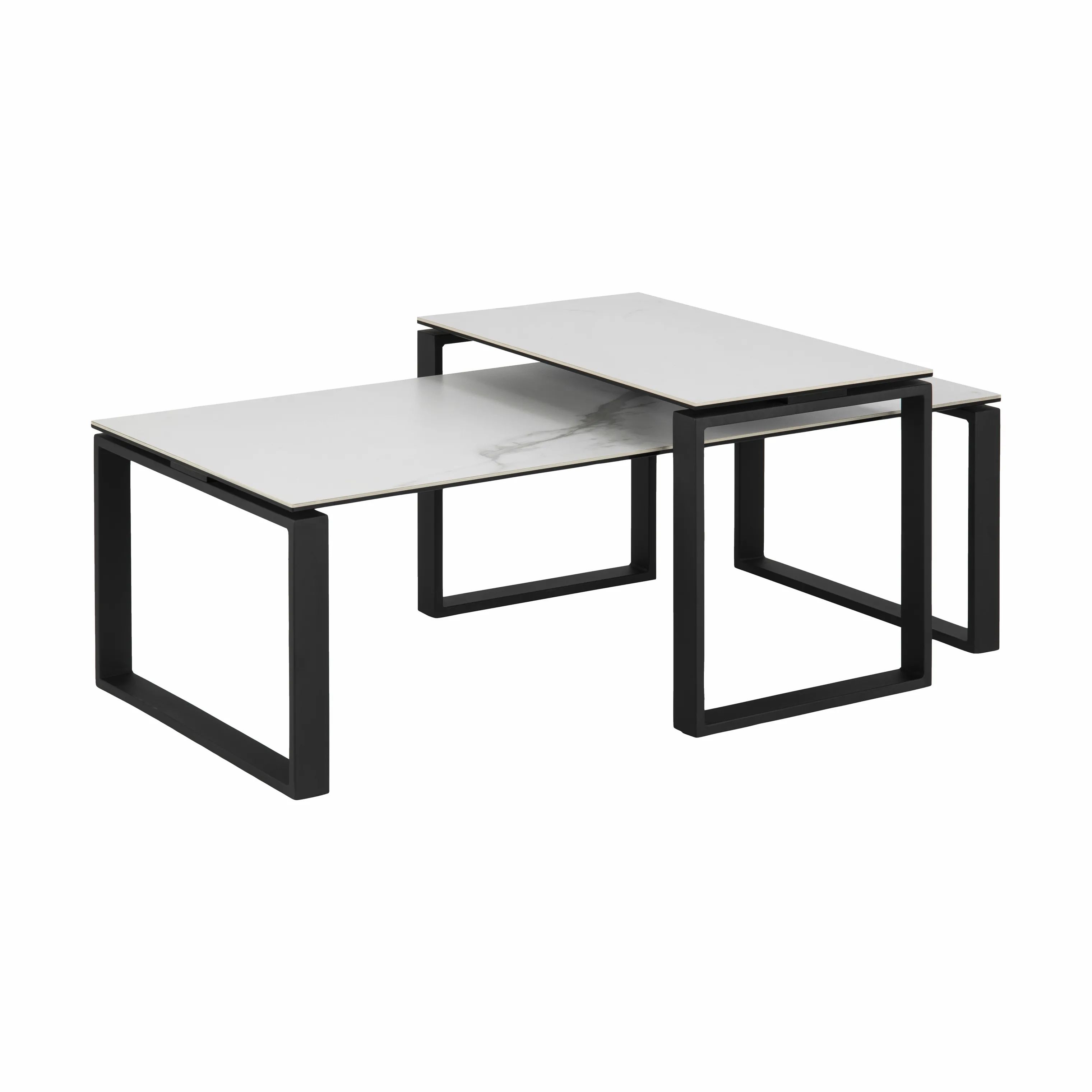 CASA Living Sofaborde Katrine Sofabordssæt - 2 stk i Hvid Akranes/sort, 4